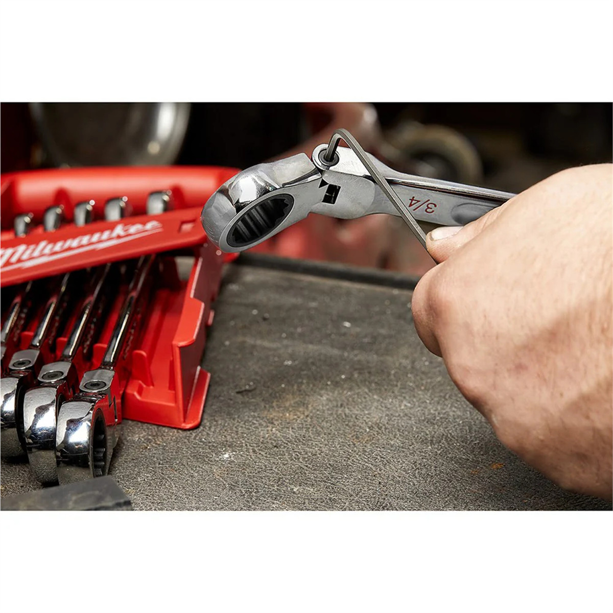 Milwaukee 48-22-9513 15pc Metric Flex Head Ratcheting Wrench Set, MAXBITE Grip