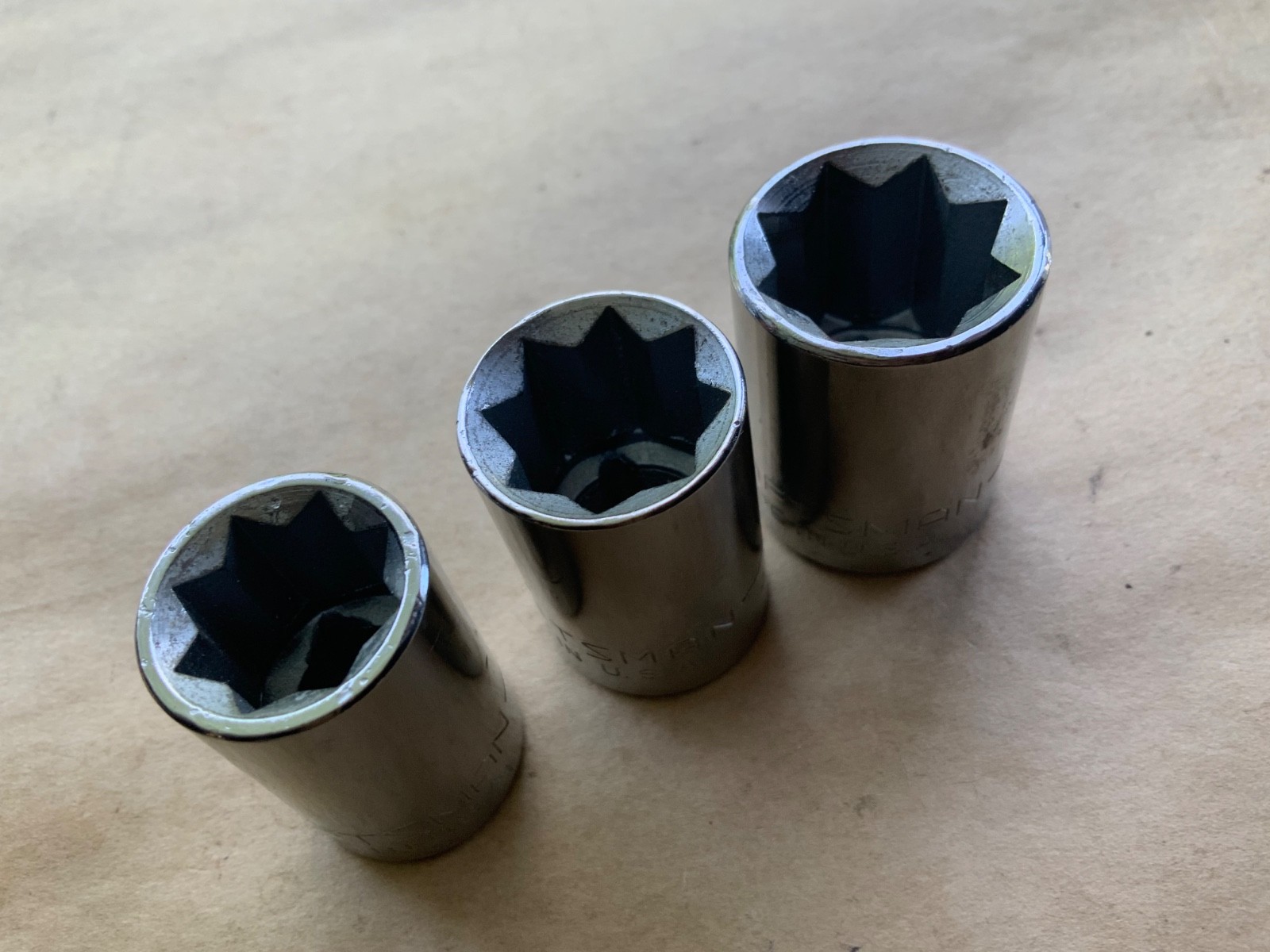 Craftsman USA 8 point double square socket lot 1/2 drive