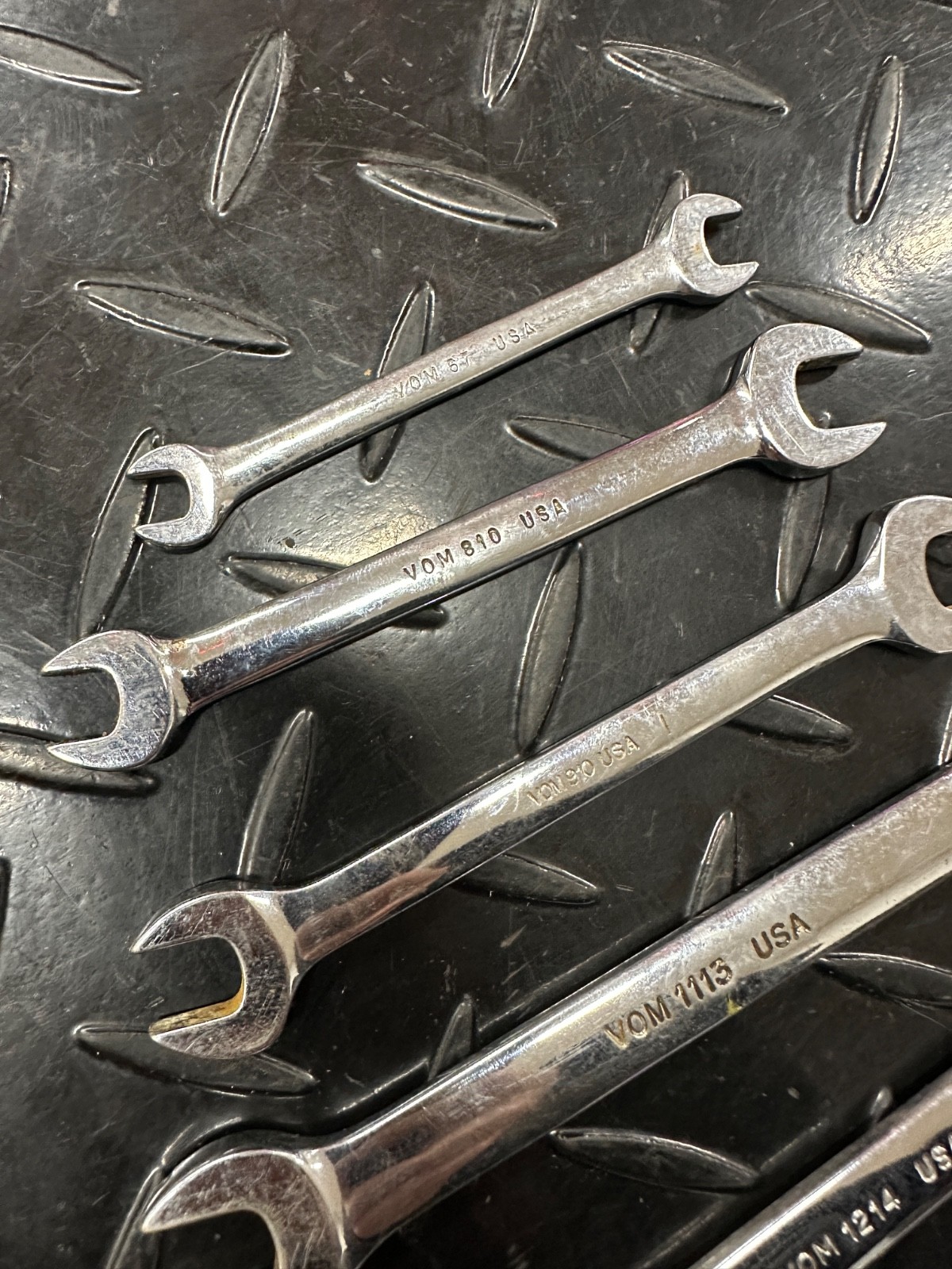 Snap-On Metric Double Open End Wrench Set 8pc 6mm-19mm VOM Underline 1980s