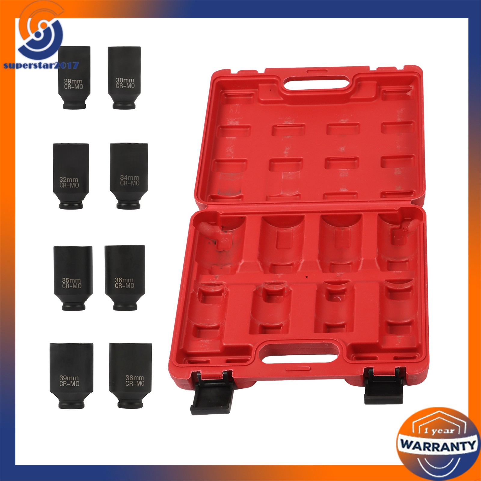 12 Point 8Pc Axle Nut Socket Set 1/2″ Drive For Toyota BMW Mercedes-Benz 29-39mm