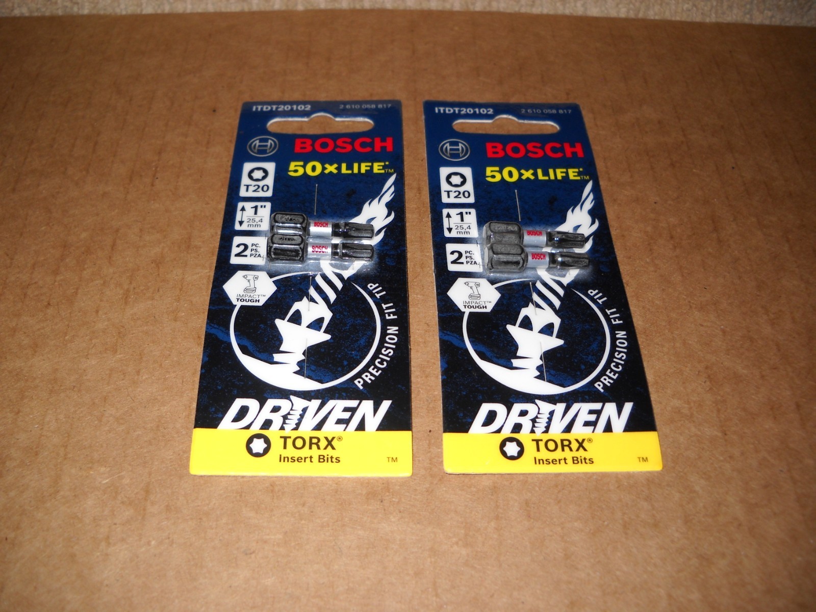 New Bosch Lot of 4 Pieces T20 Torx 1″ Insert Bits Impact Ready 50 X Life