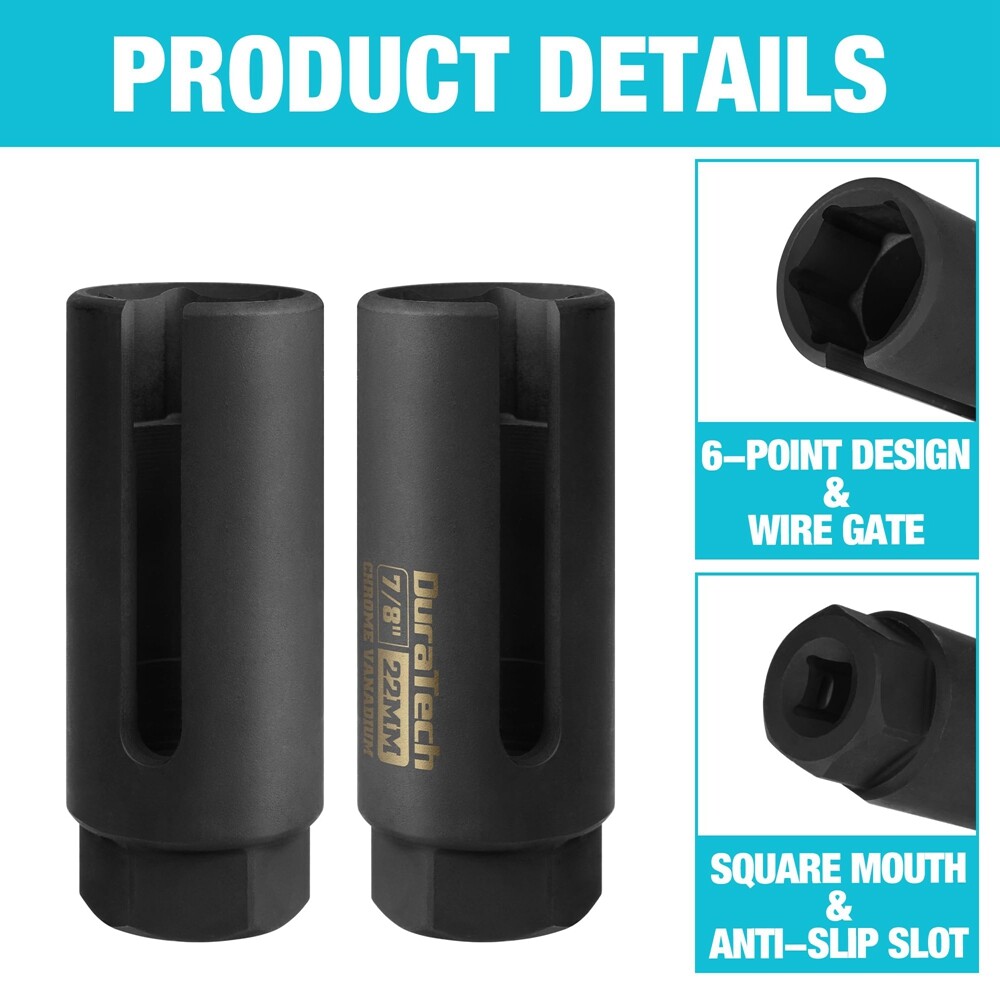 7/8″ 22mm O2 Oxygen Sensor Socket Wrench Remover 3/8″ Dr Installer Sensor Socket