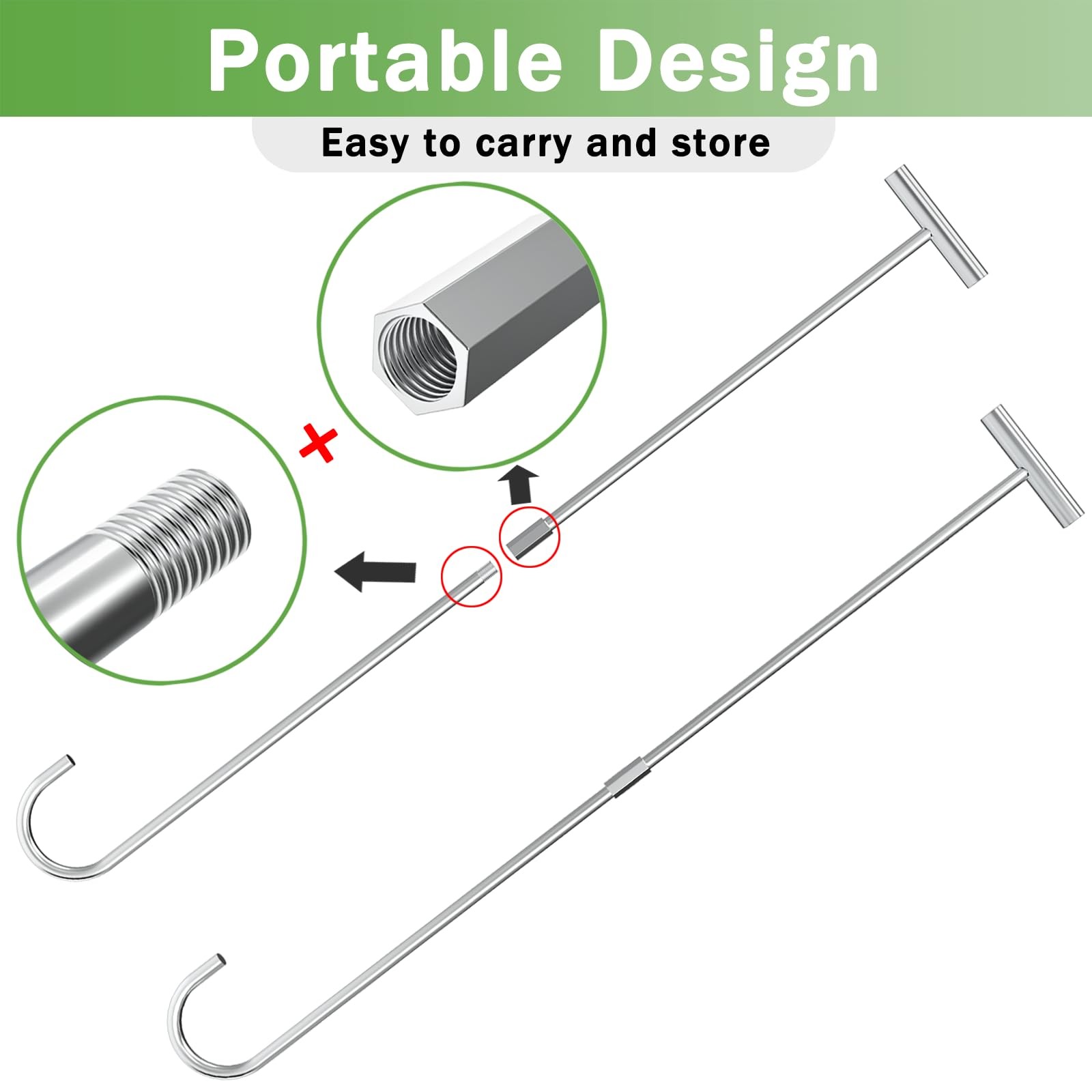 ForoGore 1 Pack 5th Wheel Pin Puller 32″ Solid Steel Chrome 1-Pack, Silver