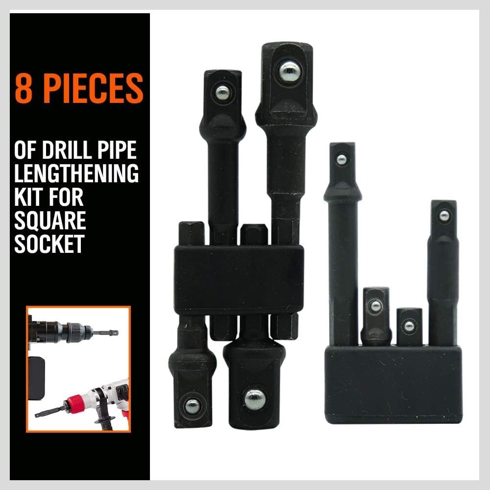 Durable 8-Piece Socket Adapter Set with Hex Shank – For 1/4″, 3/8″, 1/2″ Drives