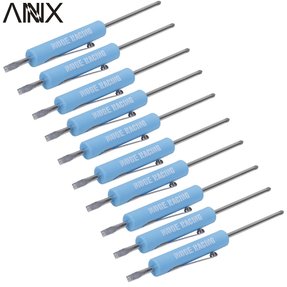 10PCS Mini Pocket Screwdriver Flat Tip w/ Magnet and Clip Phillips Slotted Flat