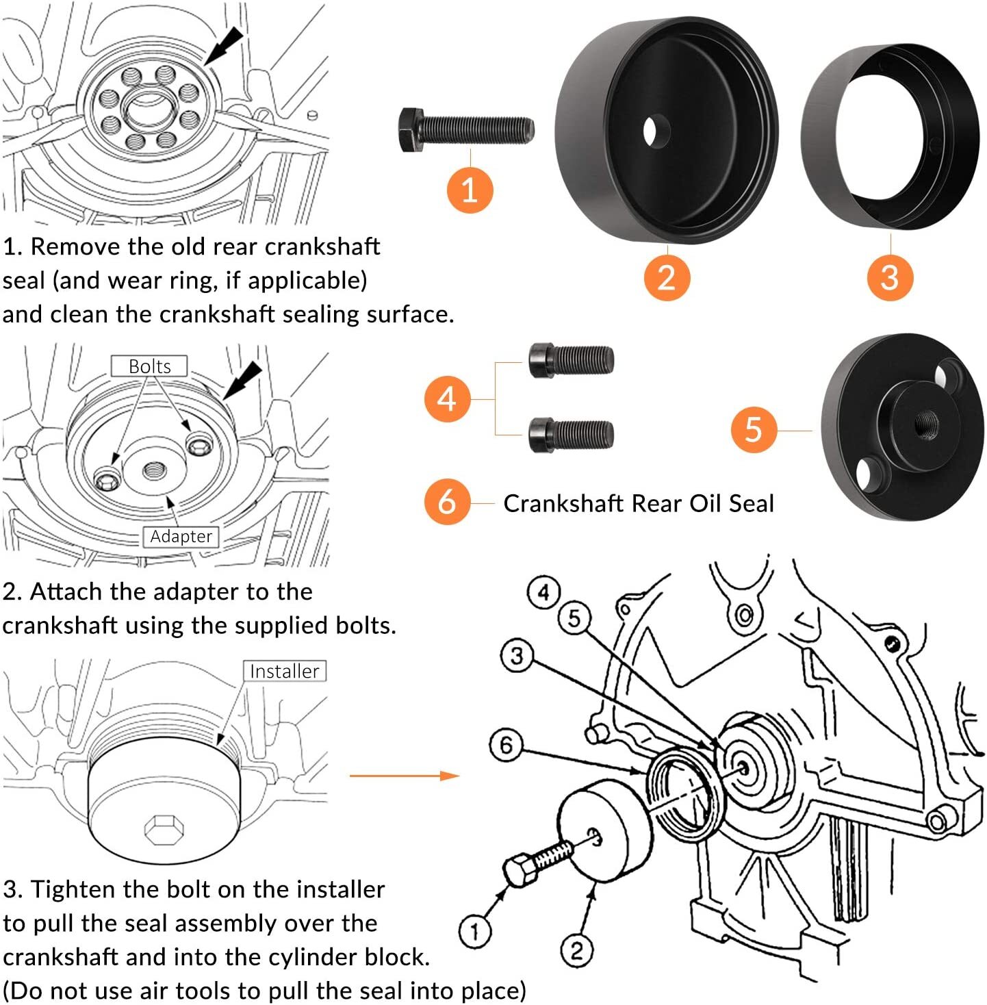 7834 Rear Crankshaft Seal Installer For Ford Ranger Explorer w/ 4.0L V6 Engine✨