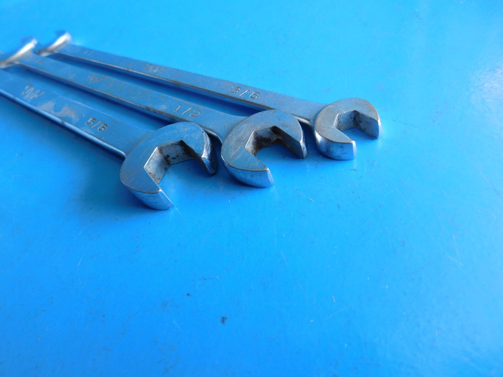 USED, MAC TOOLS «DBL OPEN END WRENCHS» 3/8X7/16,1/2X9/16,5/8X11/16 IN. LOT OF 3