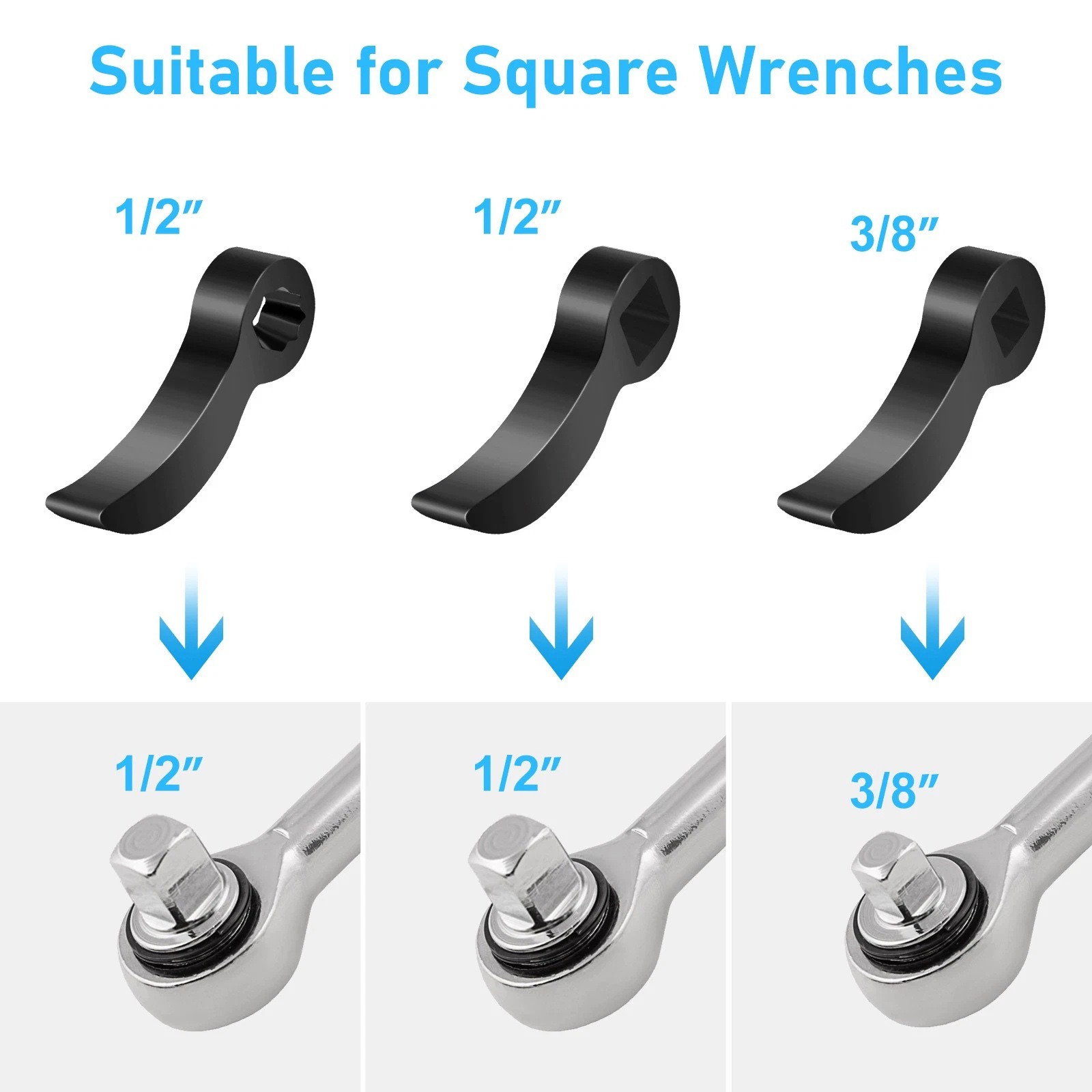 3 PCS Multi Angle Pry Bar Head Adapter for Ratchet Breaker Bar Drive Shaft Work