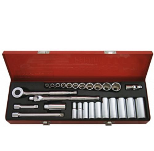 T & E Tools 93626 3/8″ Drive 27Pc. Deep and Standard SAE Socket Set 1/4″-7/8″