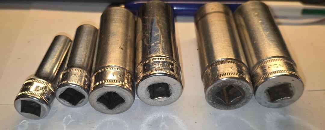 Snap-On 6 pc SFSM 3/8″ Drive 6-Point Metric Drive Deep Socket various sizes