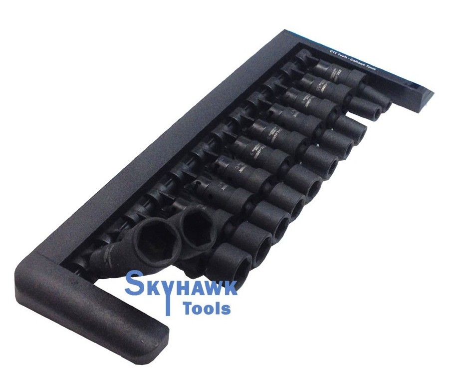 12-Pc. Metric 1/4″-Dr. Universal Swivel Impact Socket Set CrMo Steel Black PO4