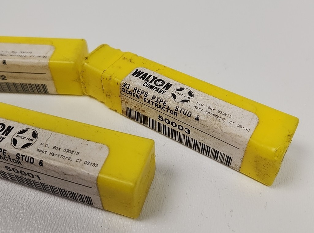 Walton Pipe Stud And Screw Extractors 3 Piece Set Reps #1, #2, #3 New Old Stock
