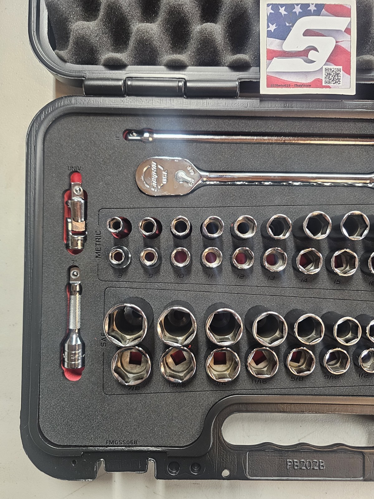 NEW Snap On 51 pc 3/8″ Drive 6 Point Metric SAE General Service Set 251FSMBFR