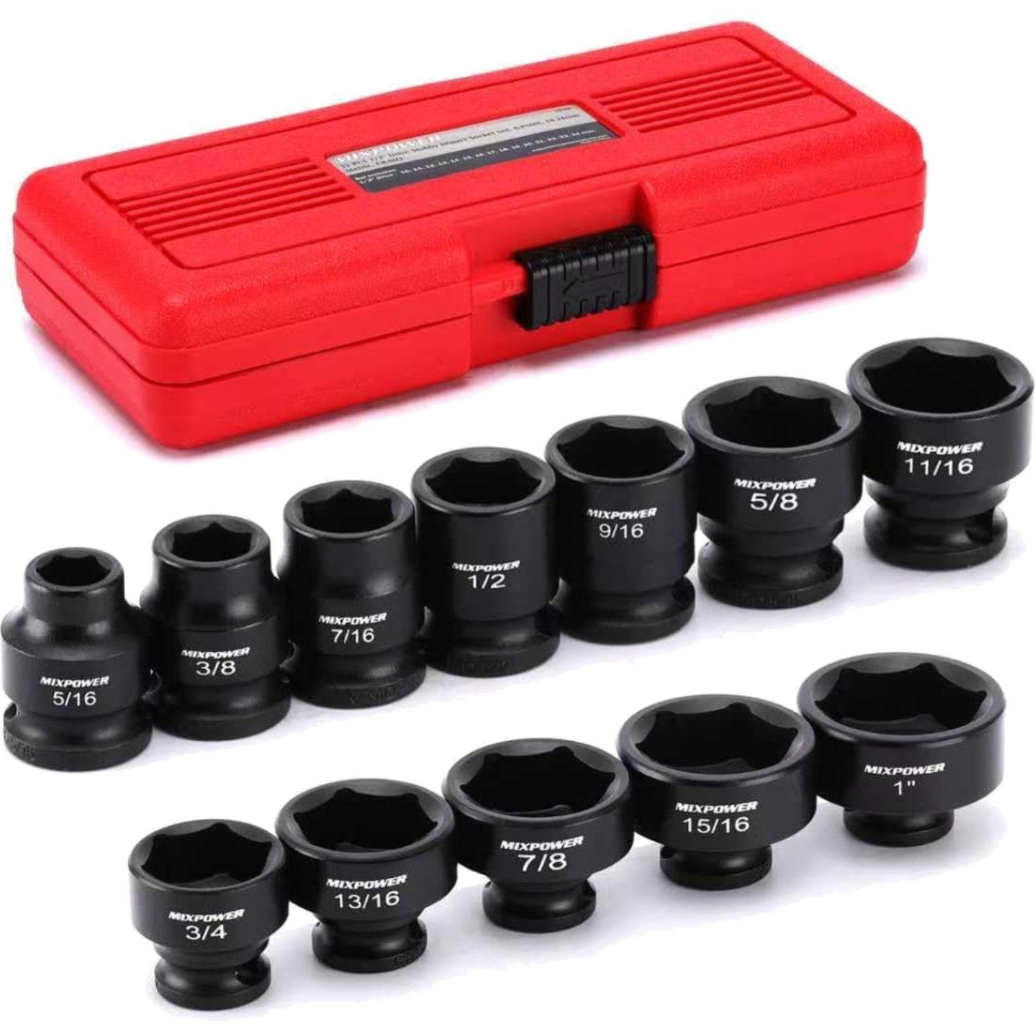 Piece Stubby Impact Socket Set 3/8″ Drive SAE 6-Point