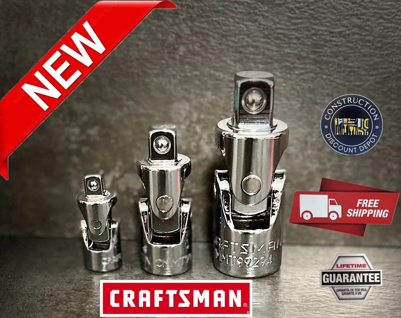 Craftsman 3 Piece Universal Joint Set 1/4-in 3/8-in 1/2-in CMMT99277