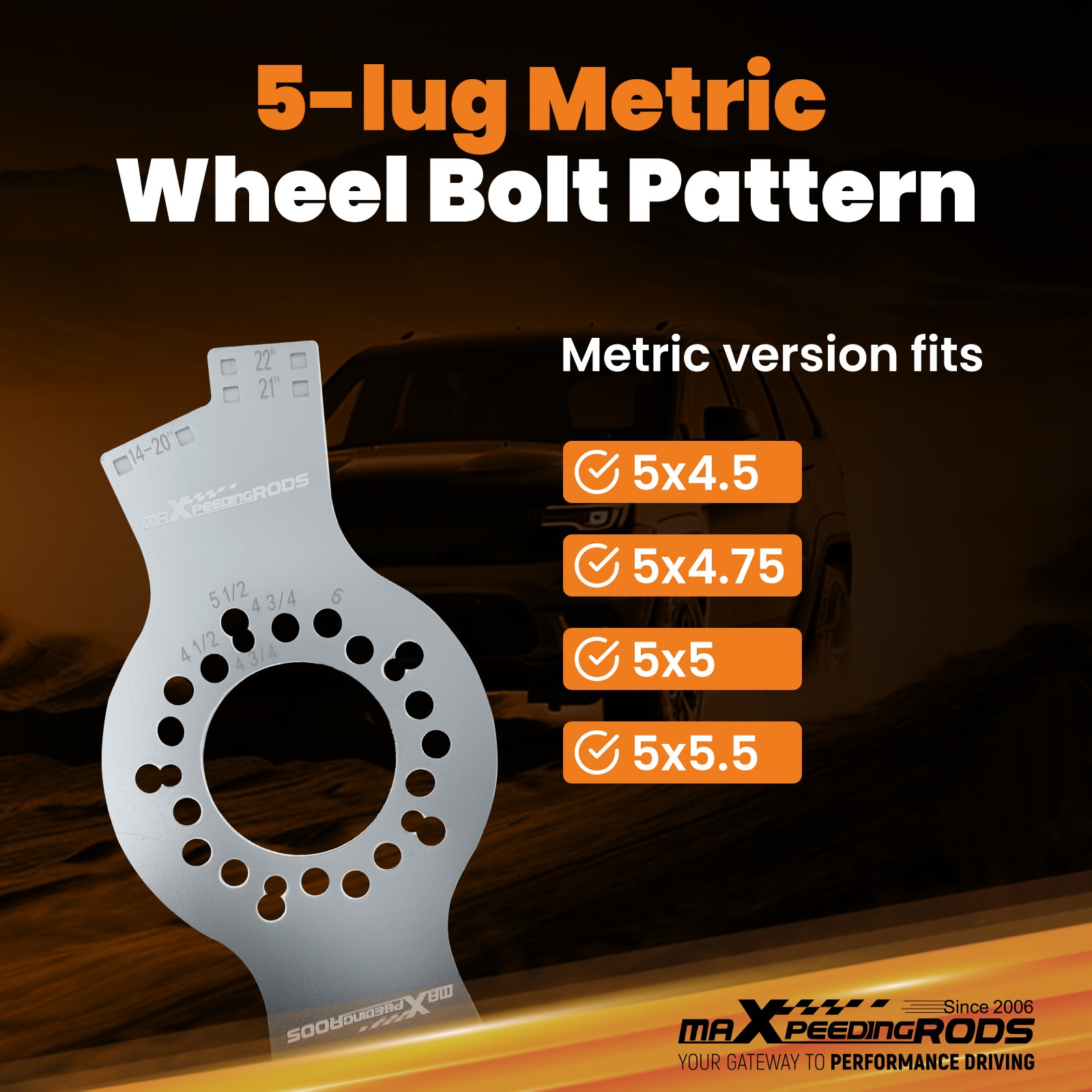 Wheel Fitment Simulator Tool Tire Size Test Measuring Mockup 5-Lug 6-Lug 14″-22″