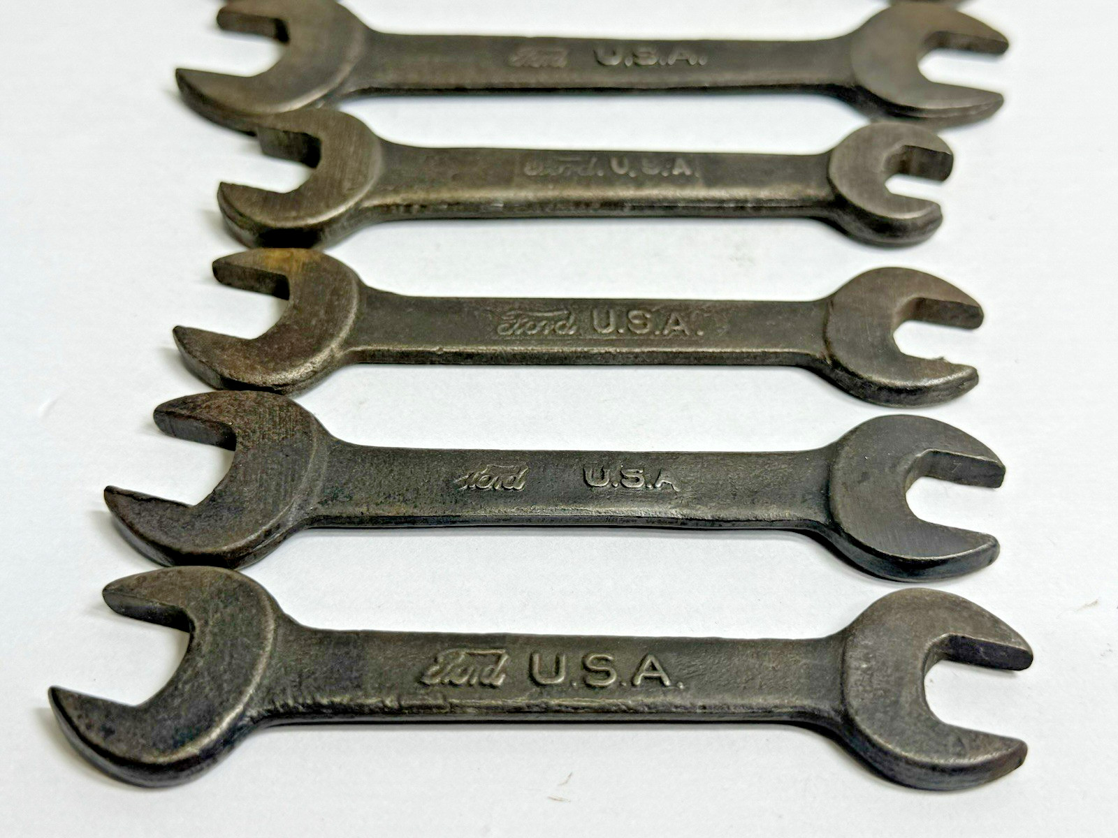 Lot Of 7 Small Antique Ford USA Automobile Car Wrenches Unmarked