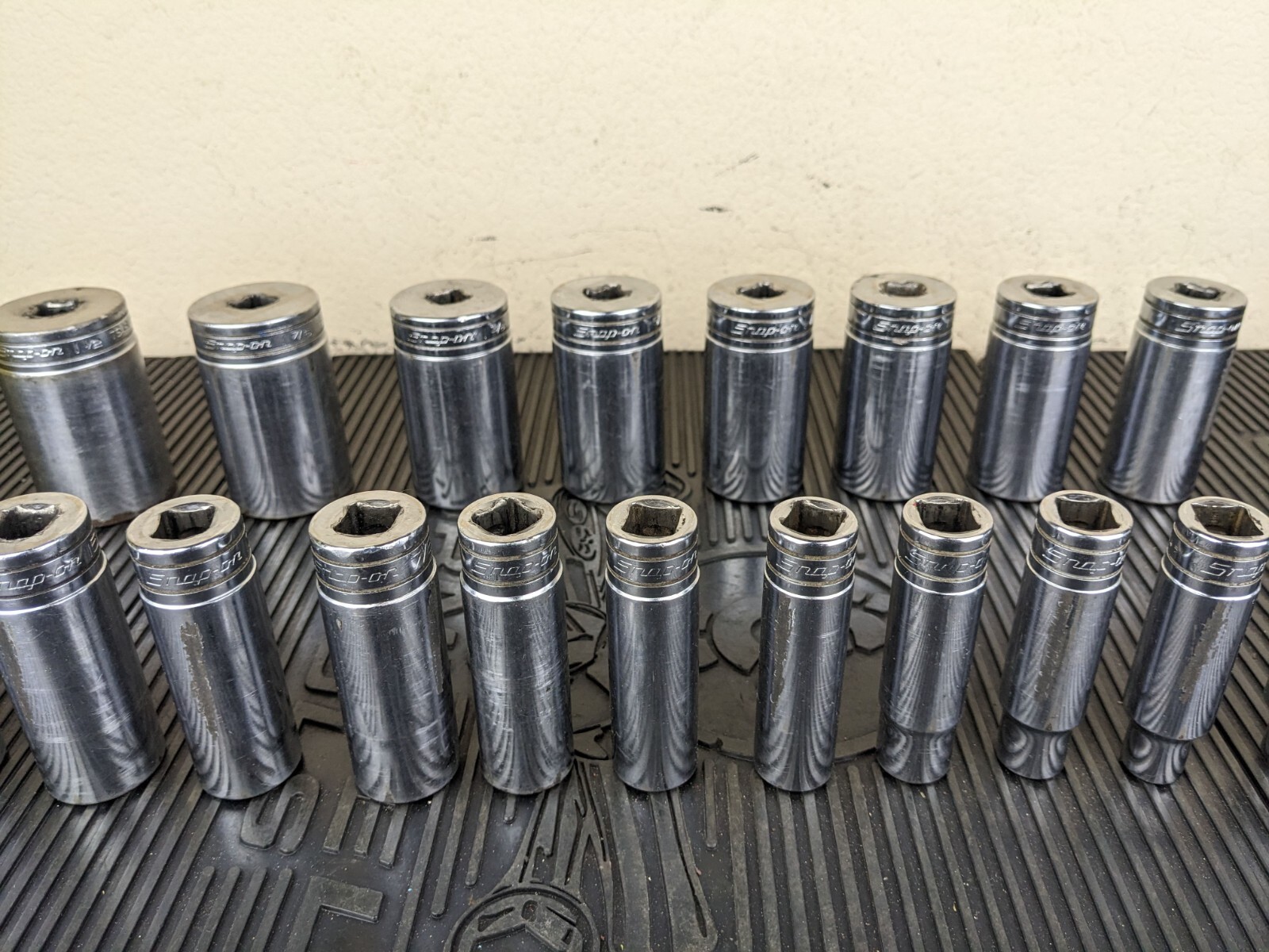 #bg790 Snap On 19 Piece 1/2″ Drive SAE Deep Socket Set 3/8-1-1/2″ USA