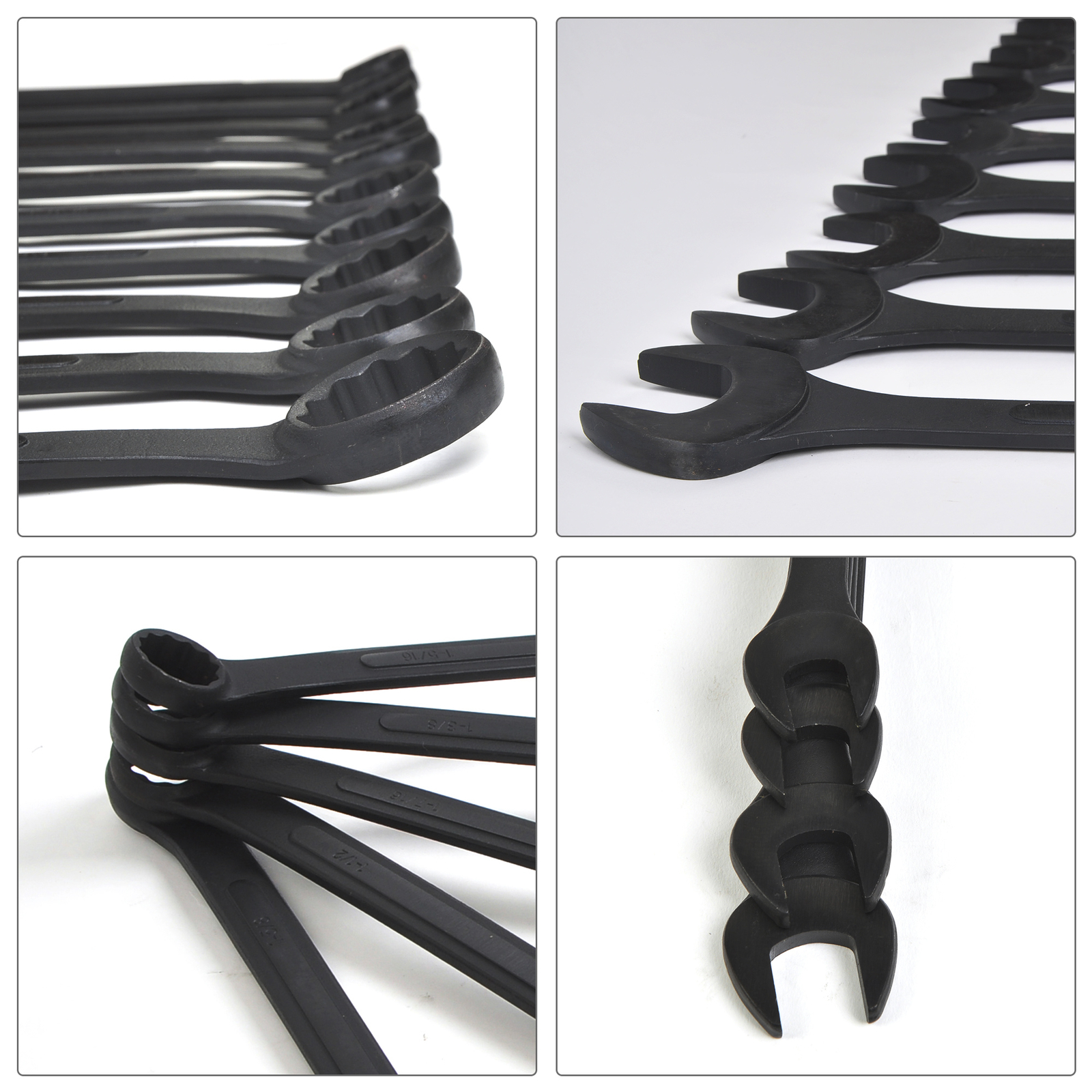 1-5/16″ – 2″ SAE Black-Oxide Jumbo Combo Wrench Set Heat-treated Steel Tool 10PC