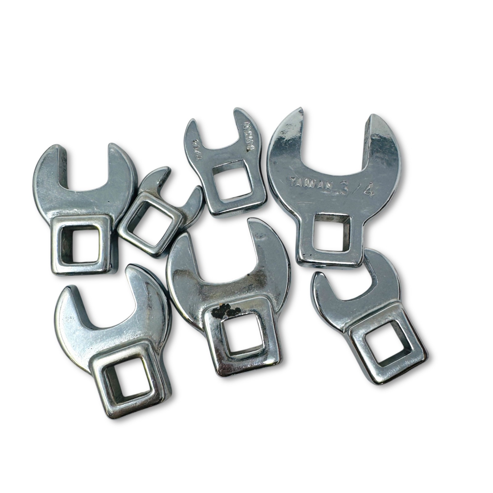 Unbranded 9/16 in, 5/8 in SAE 3/8 in Drive Open-End Crowfoot Wrench Set, 7 Pcs