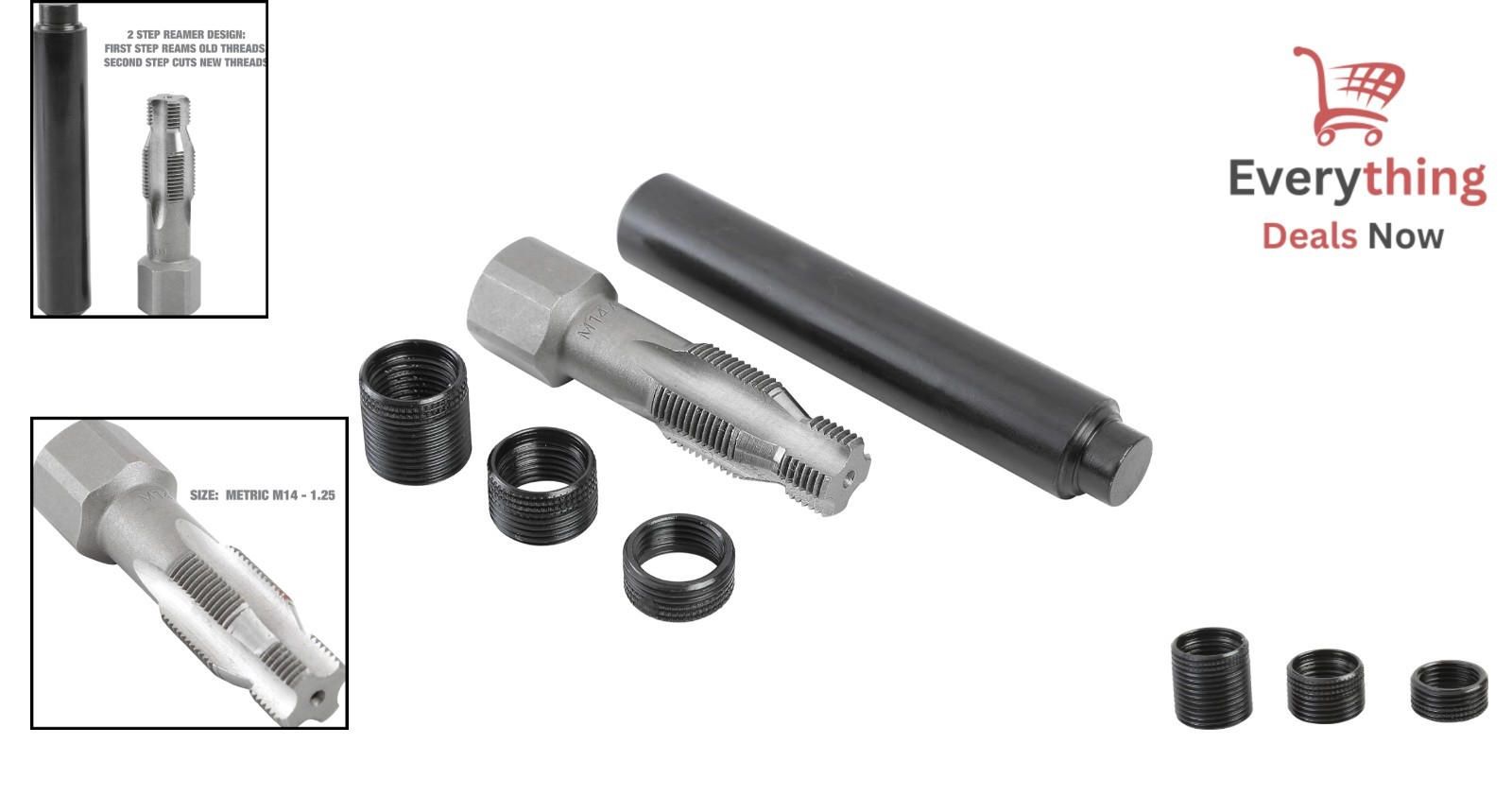 5-Piece Spark Plug Repair Kit with M14-1.25 Reamer & Thread Inserts-Great Value!