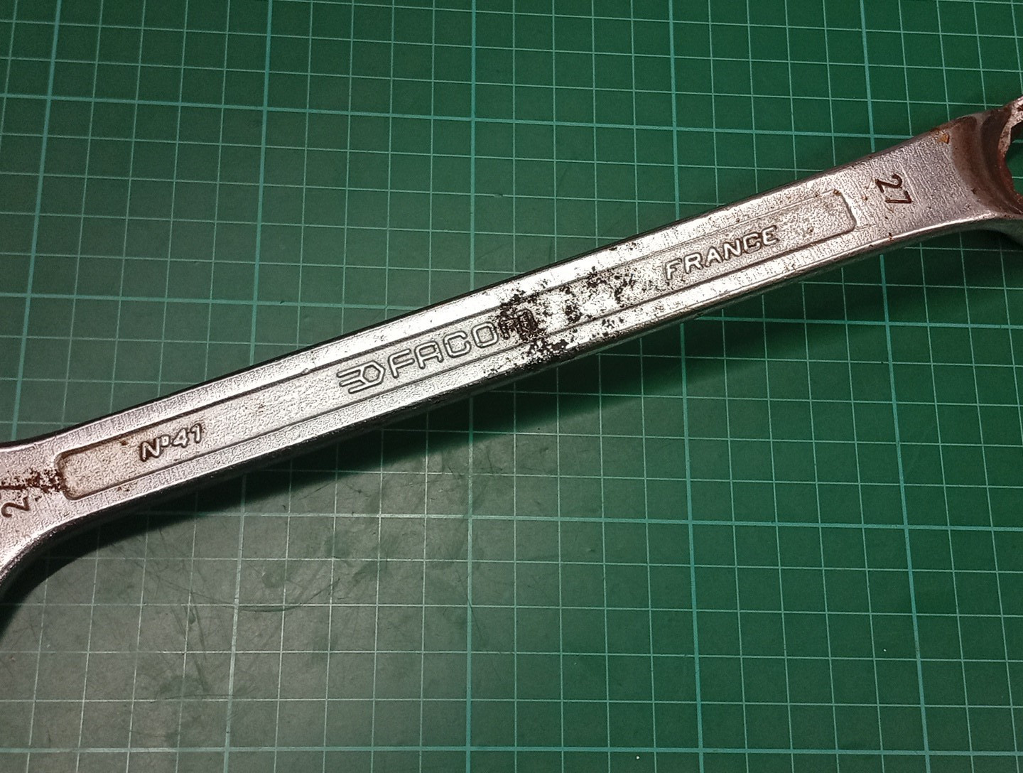 Vintage Facom Vanachrome No41, 27mm Offset Combination Spanner, Made In France