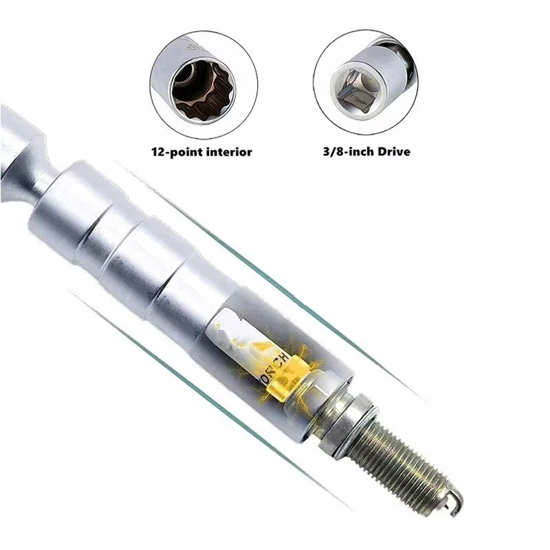 14mm & 16mm Thin Wall Magnetic Swivel Spark Plug Socket 12-Point Removal Tool