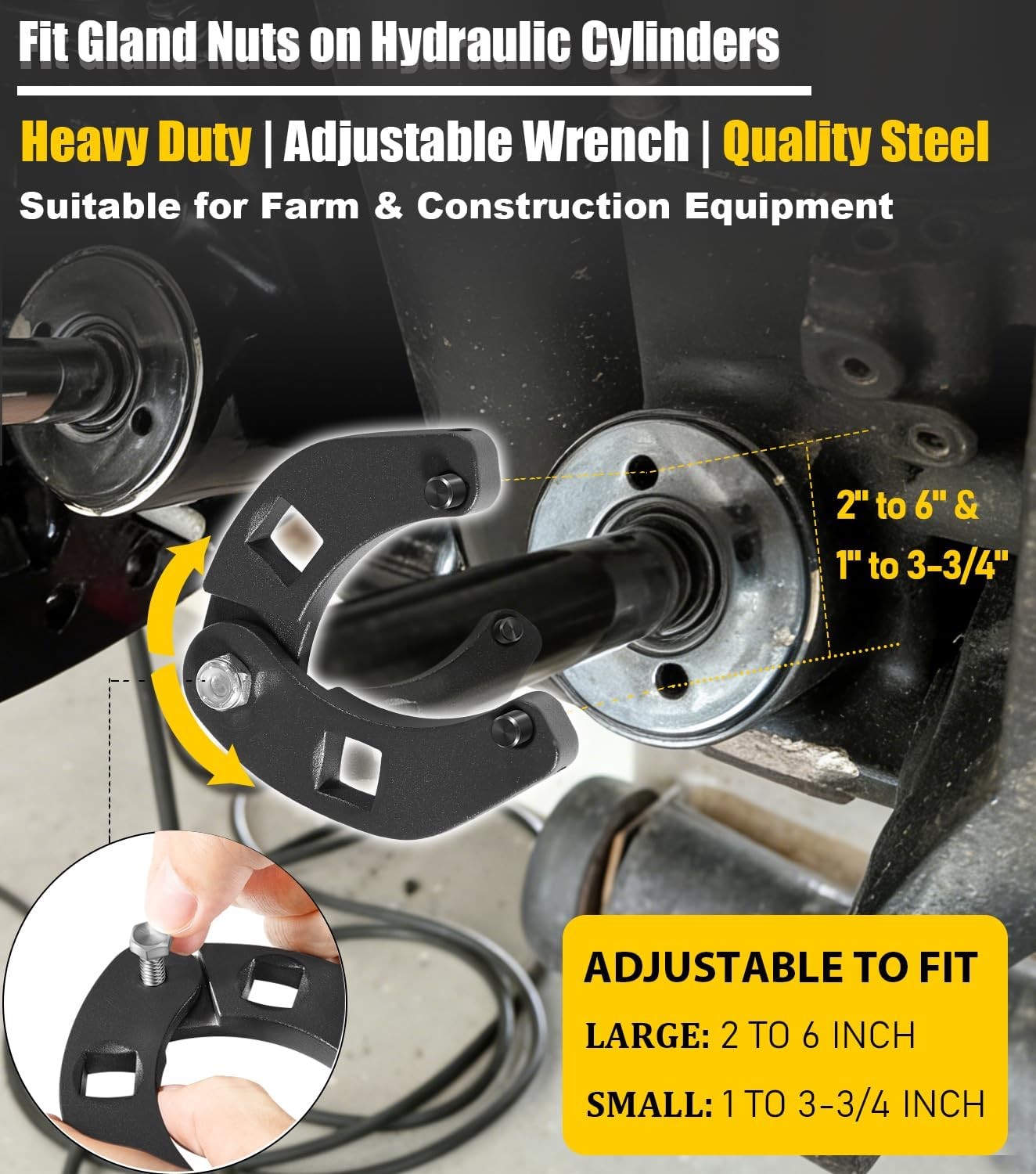 1266 Adjustable Gland Nut Wrench +7463 Spanner Tool Set for Hydraulic Cylinders