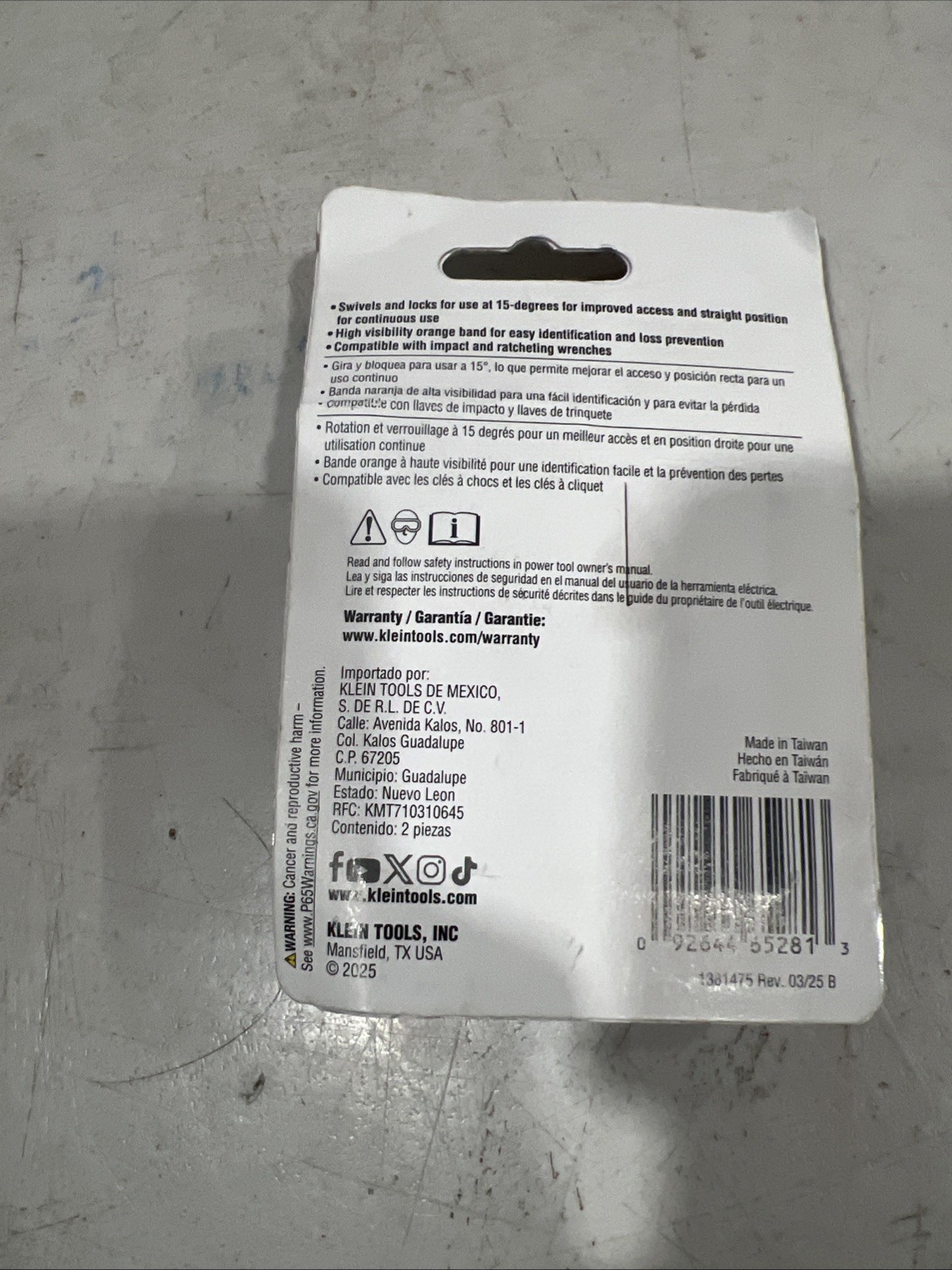 Klein Tools 65842SW Impact Wrench Socket Swivels 2 piece 3/8” & 1/2” New Sealed