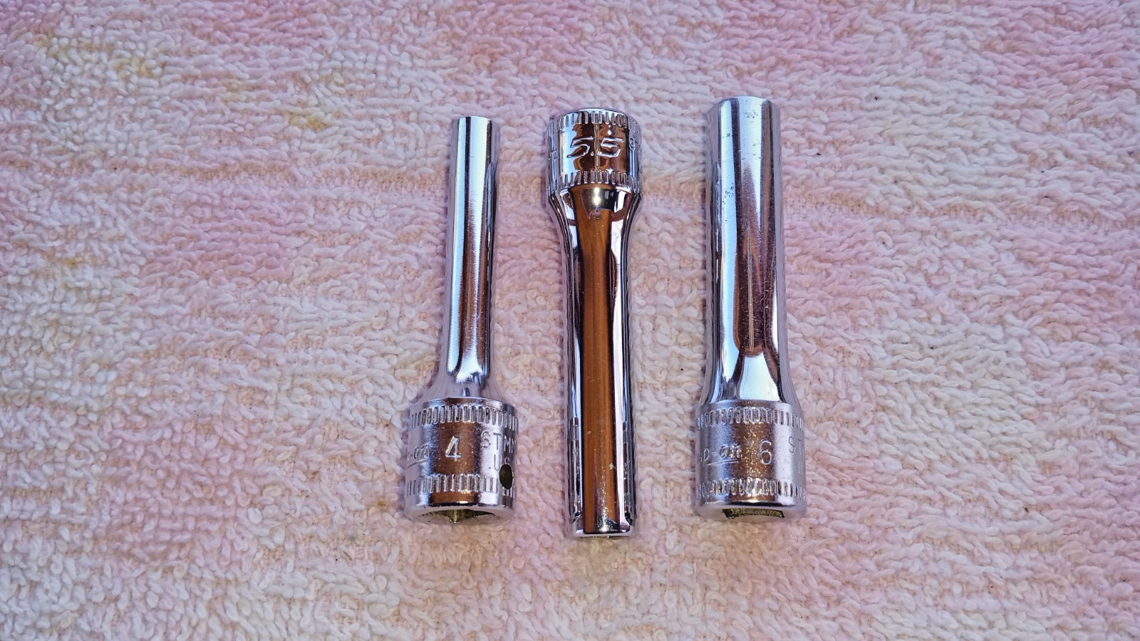 SNAP-ON MM DEEP SOCKETS 4 5.5 6 mm 6pt 1/4dr EXC COND HRDLY USED IMMAC nice gift