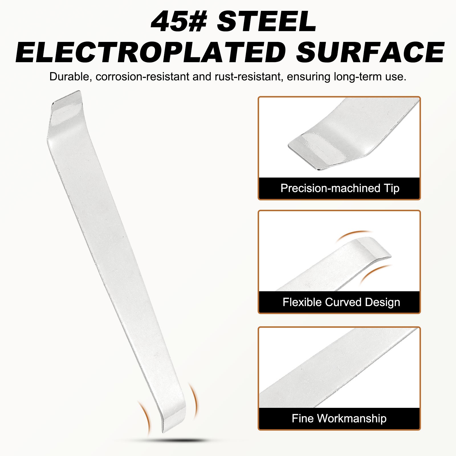Car Trim Removal Tool 7″ Auto Clip Lifter Pry Bar Tools Silver,