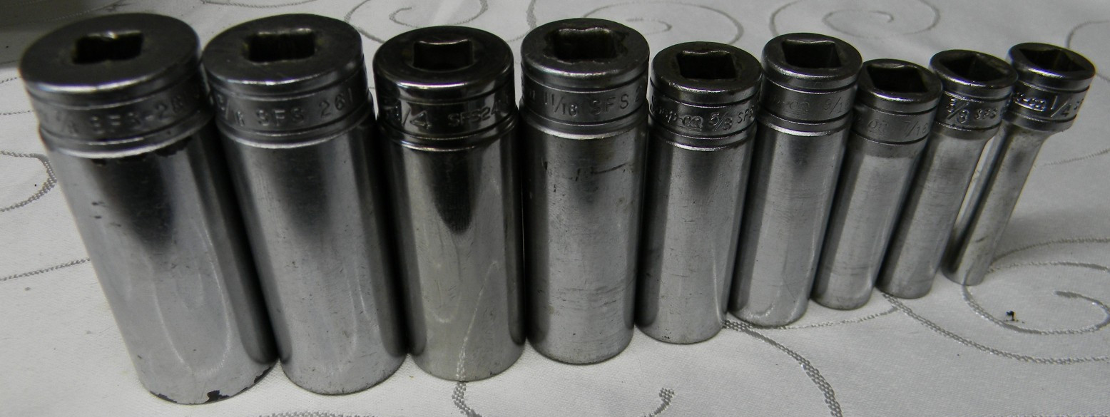 SNAP-ON 3/8″ DR 9PC SAE 6PT FLANK DRIVE DEEP SOCKET SET #211SFSY MINUS 5/16,1/2″