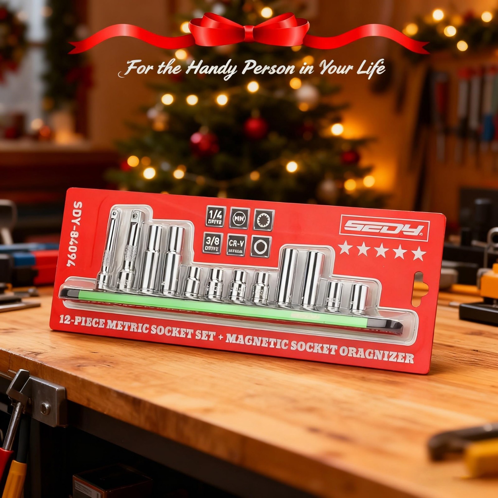 12-Piece 10mm Socket Set with Extensions, Deep & Shallow Sockets, Magnetic Rail