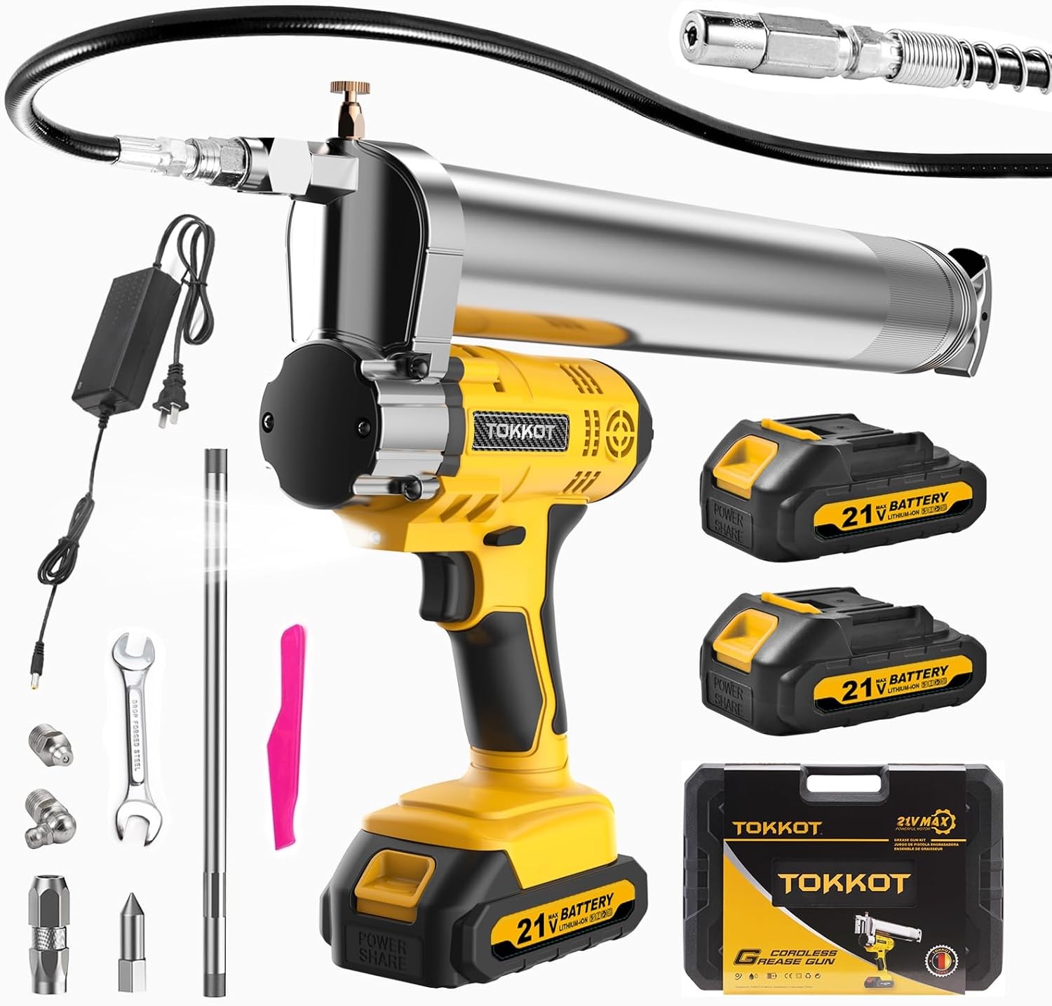 Electric Grease Gun–10,000 PSI Cordless Gun Kit with 2 2 Battery