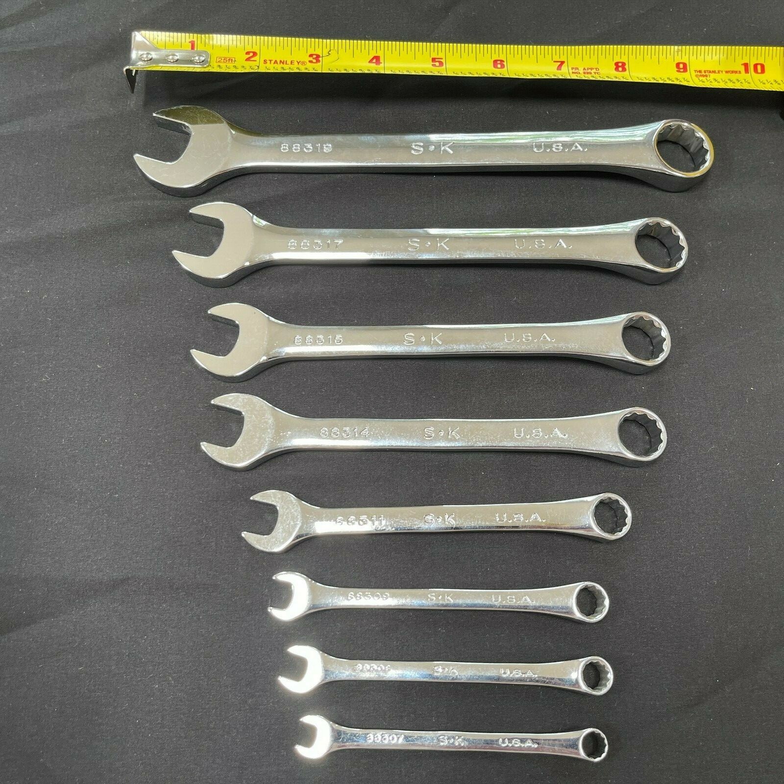 SK Hand Tool 8pc 12 Point Metric Combination Wrench Set 7mm – 19mm New Old Stock