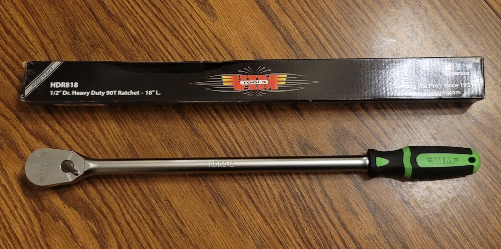 VIM PRO 90T 1/2″ drive 18″ Long Handle Ratchet w/ ERGO Soft Grip Handle #HDR818