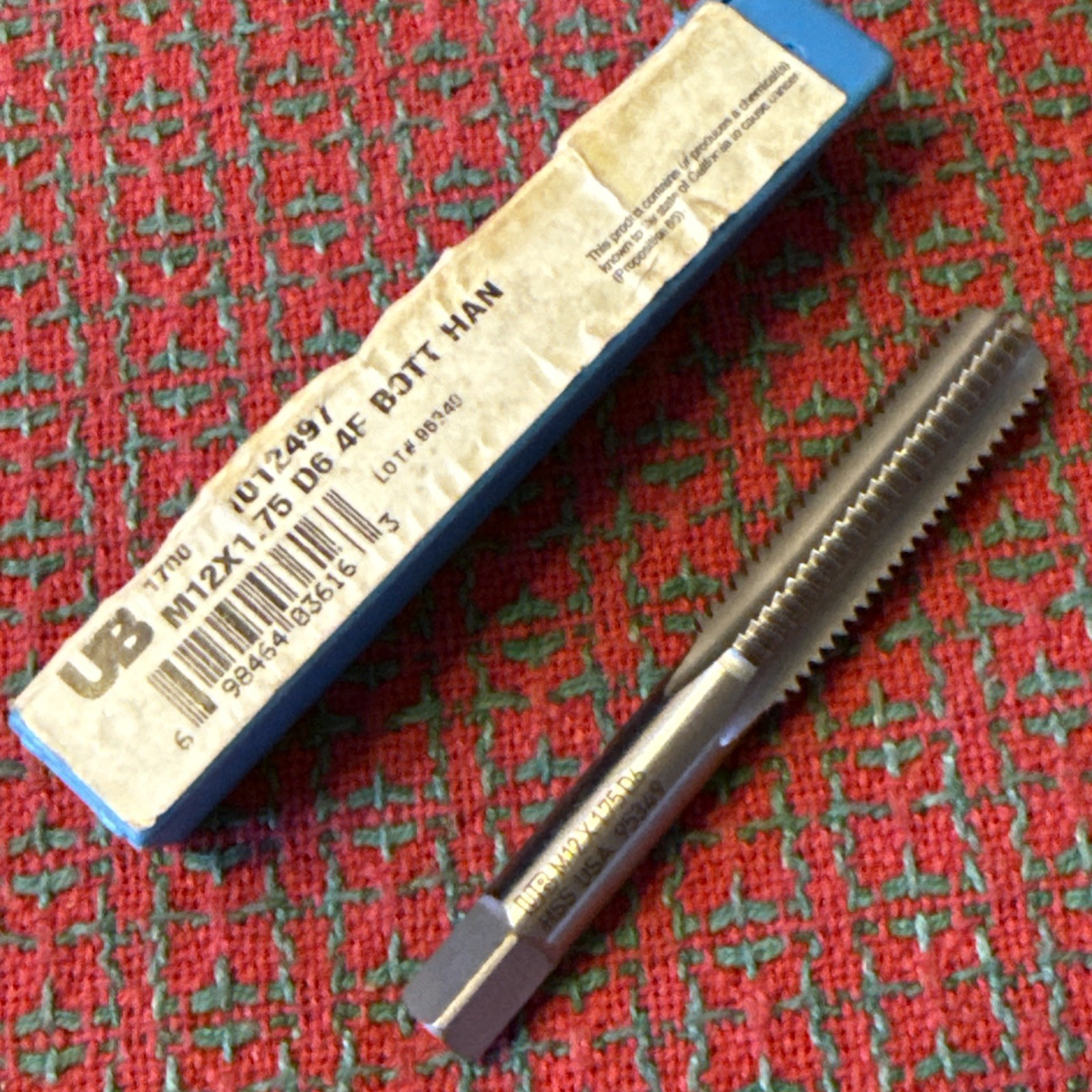 M12 X 1.75 Tap Bottom HSS D6 USA 🇺🇸 New NOS