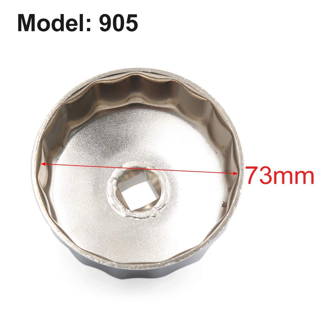uxcell 13mm Square Socket 15 Flutes 73mm Inside Diameter Cap-Type Silver Tone