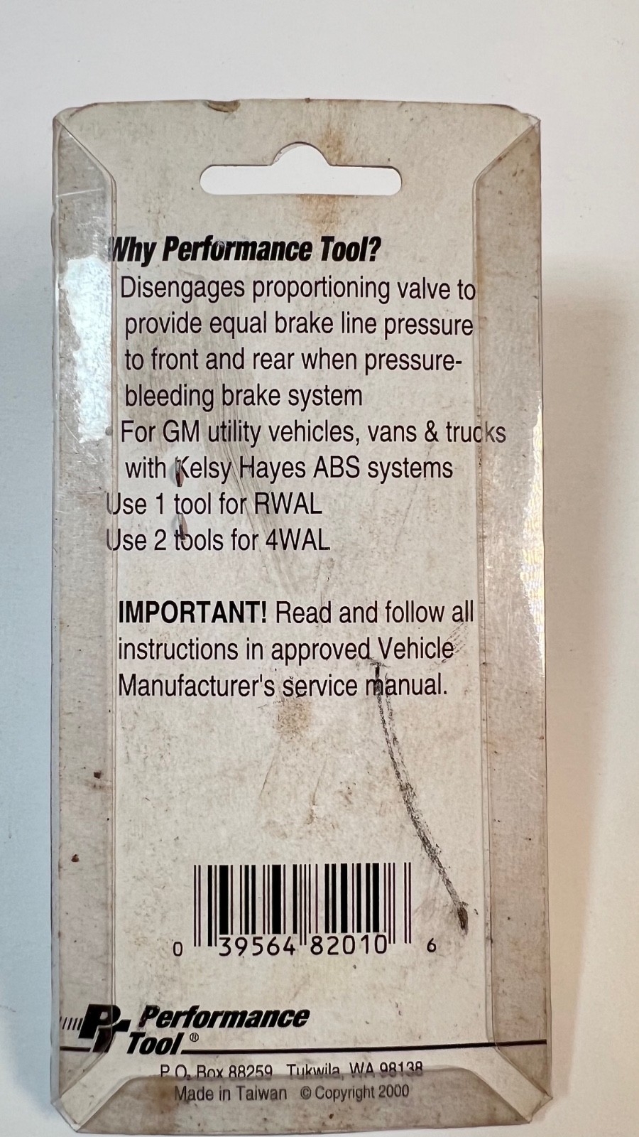 Performance Tool ABS Valve Depressor for GM Kelsy Hayes ABS Systems