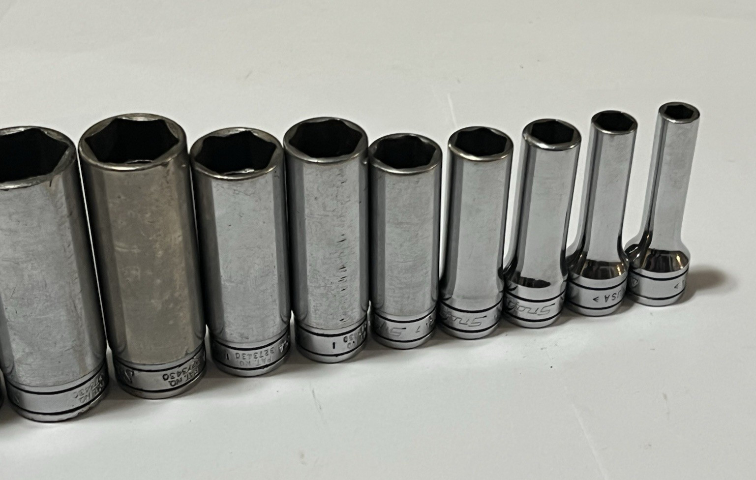 Snap On 211SFSY 3/8 Drive SAE Deep 6 Point Chrome Socket Set 11 pc 1/4 – 7/8