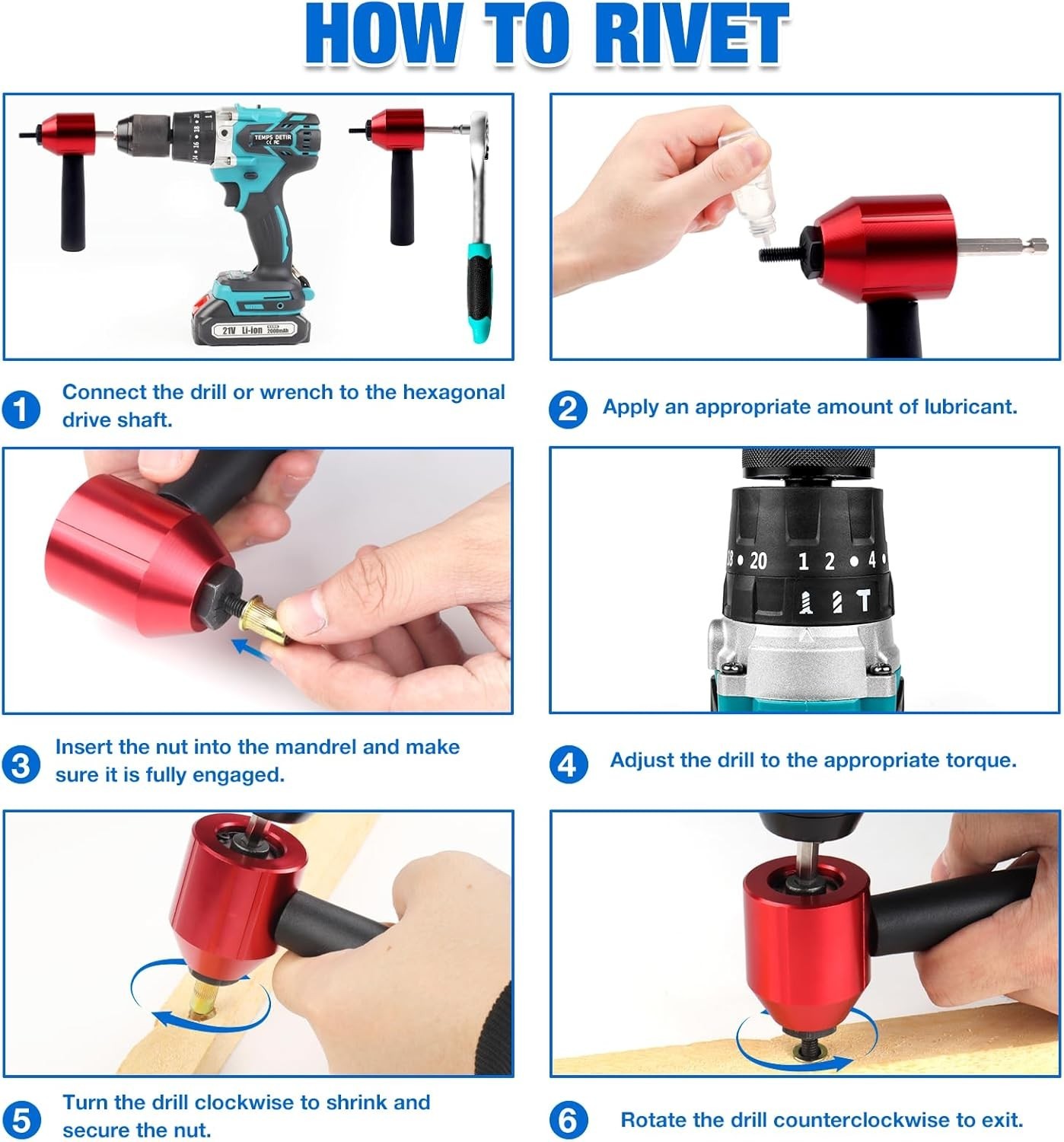 YUZES Rivet Nut Tool Adapter for Cordless Drill Electric- Newly Labor-Saving…