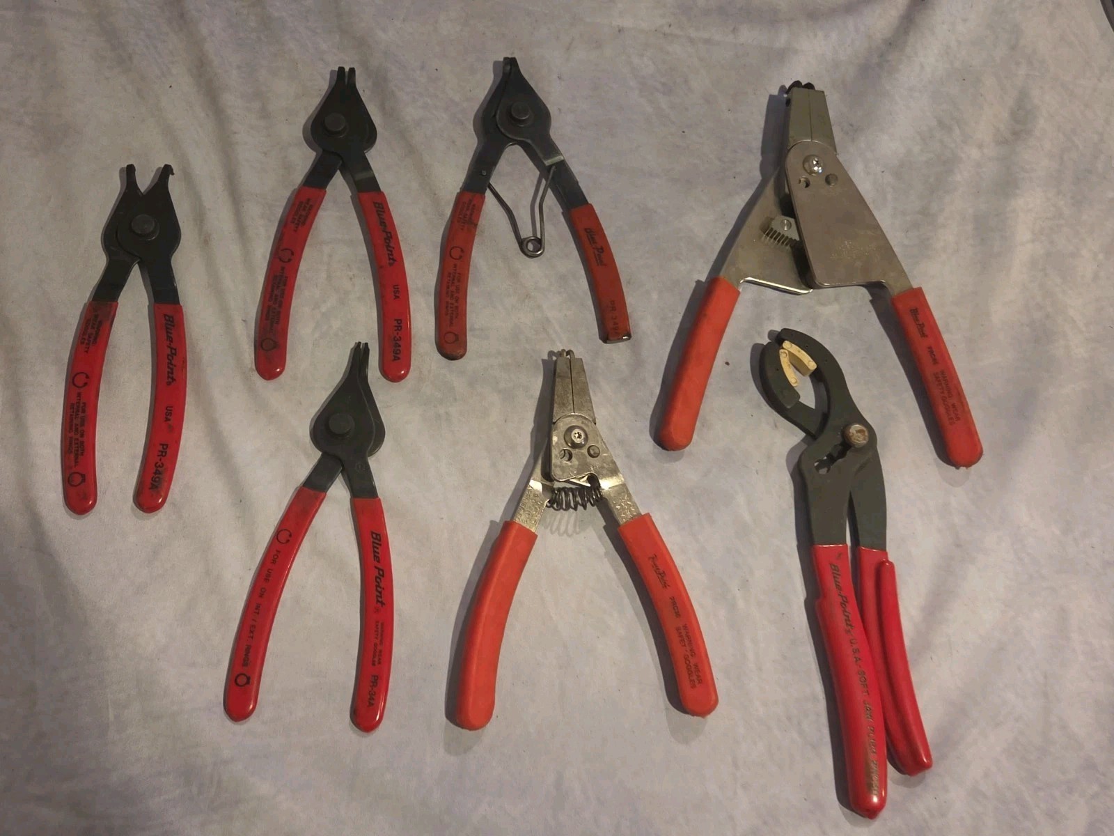 Blue Point pliers lot Of 7 PR-34A PR-349A (X3) PRC 36 PRC65 PWC50