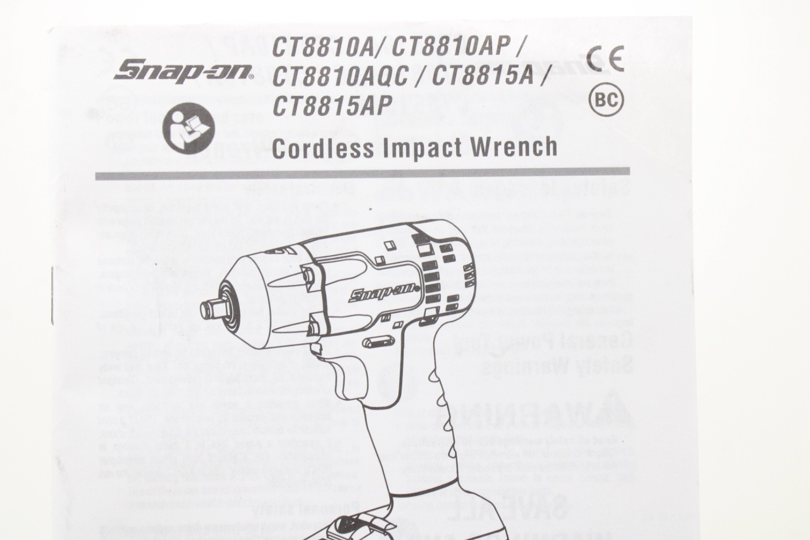 Snap-on ZCT8810ACE Manual Cordless Impact Wrench See Description Original USA