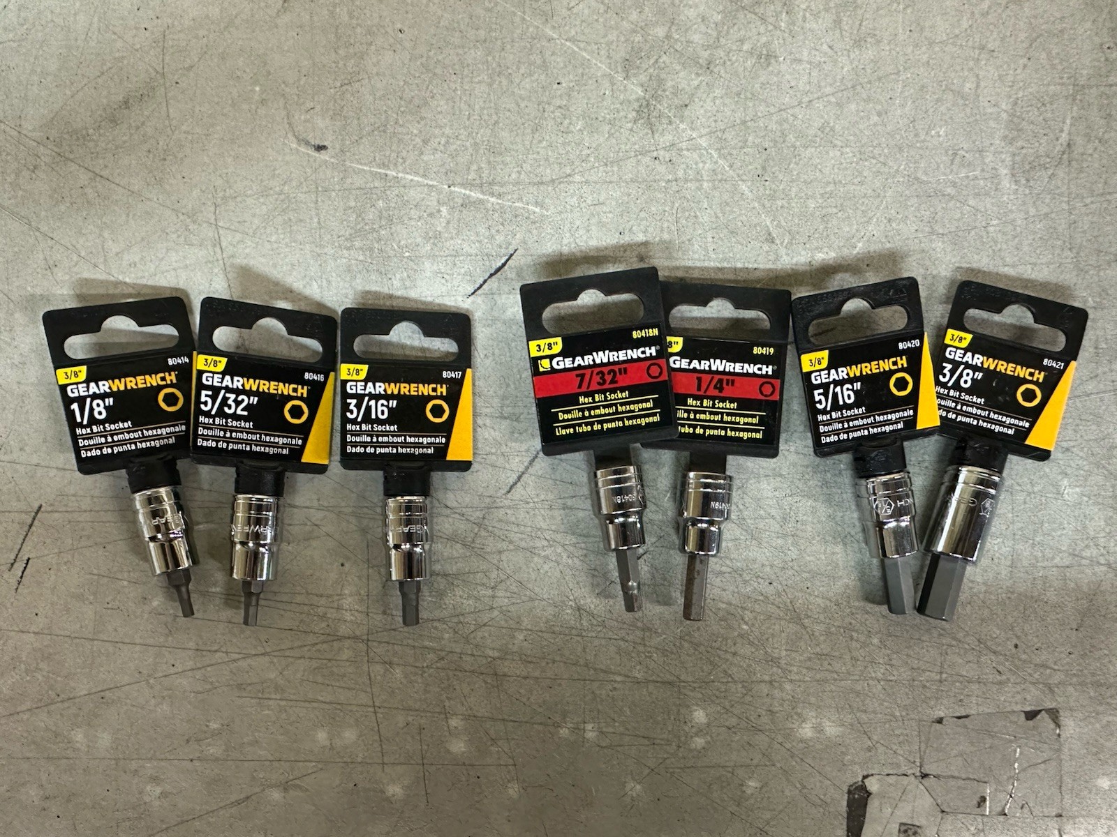 NEW GearWrench 3/8” Hex Bit Socket 7pc. 1/8”, 5/32” 3/16” 7/32” 1/4” 5/16” 3/8”