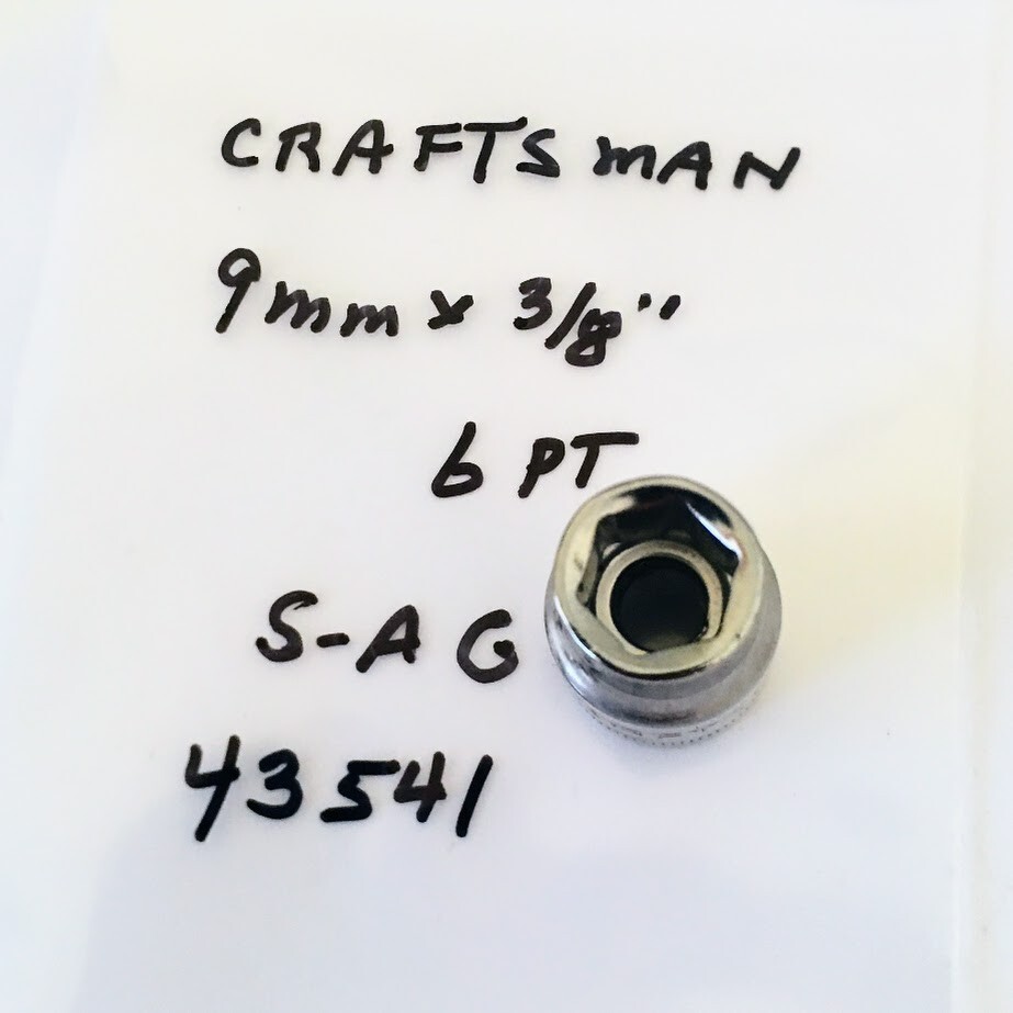 Craftsman Standard Socket – 9 mm x 3/8″ -6 Pt – S-AG 43541 – Free USA Shipping