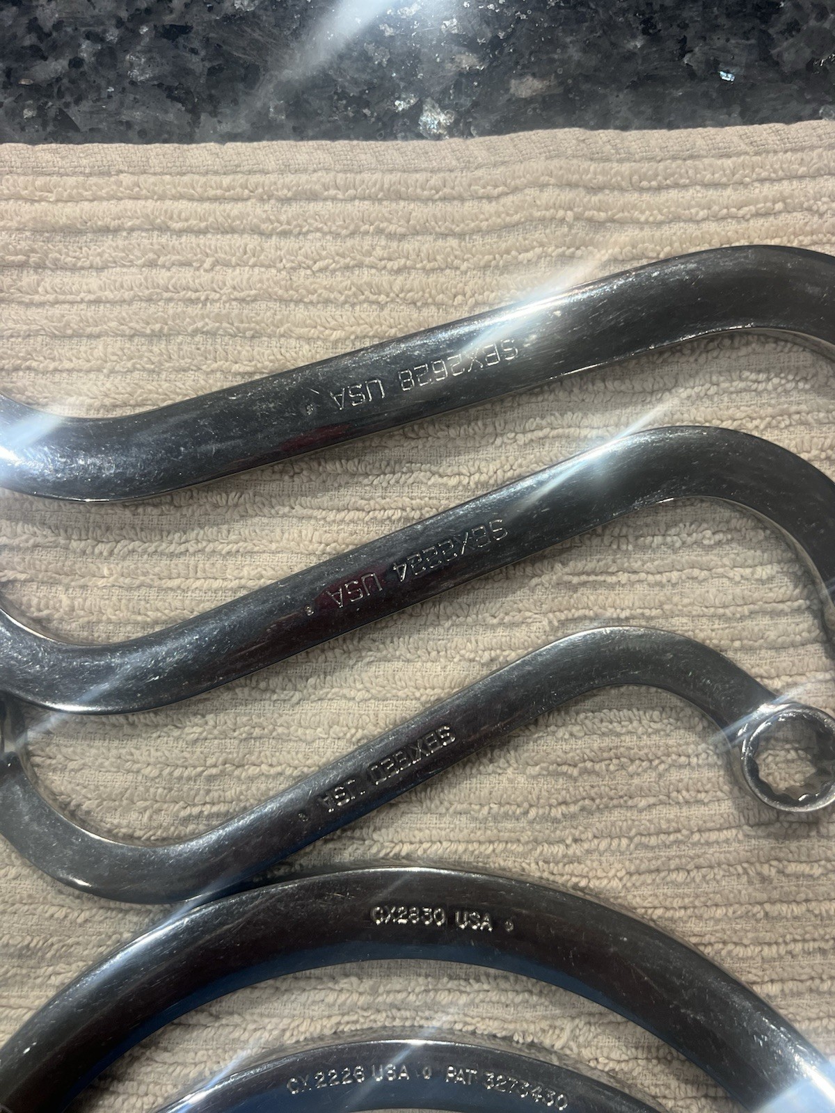 Snap On Wrenches ,please See Pictures For Sizes. They All Have The initials PM