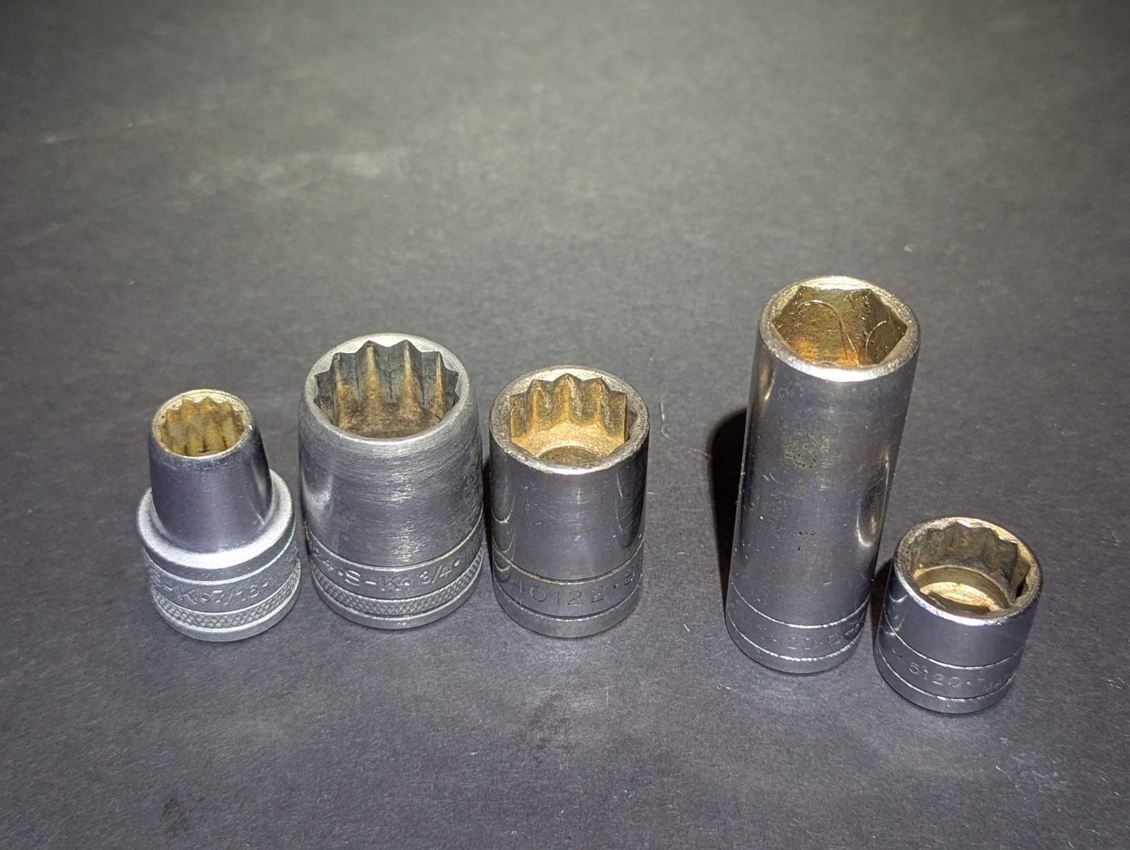 lot of 5 s-k wayne Sockets 1/2dr 16pt 7/16 11/16 3/4 And 3/8dr 5/8 6 And 16 Pt