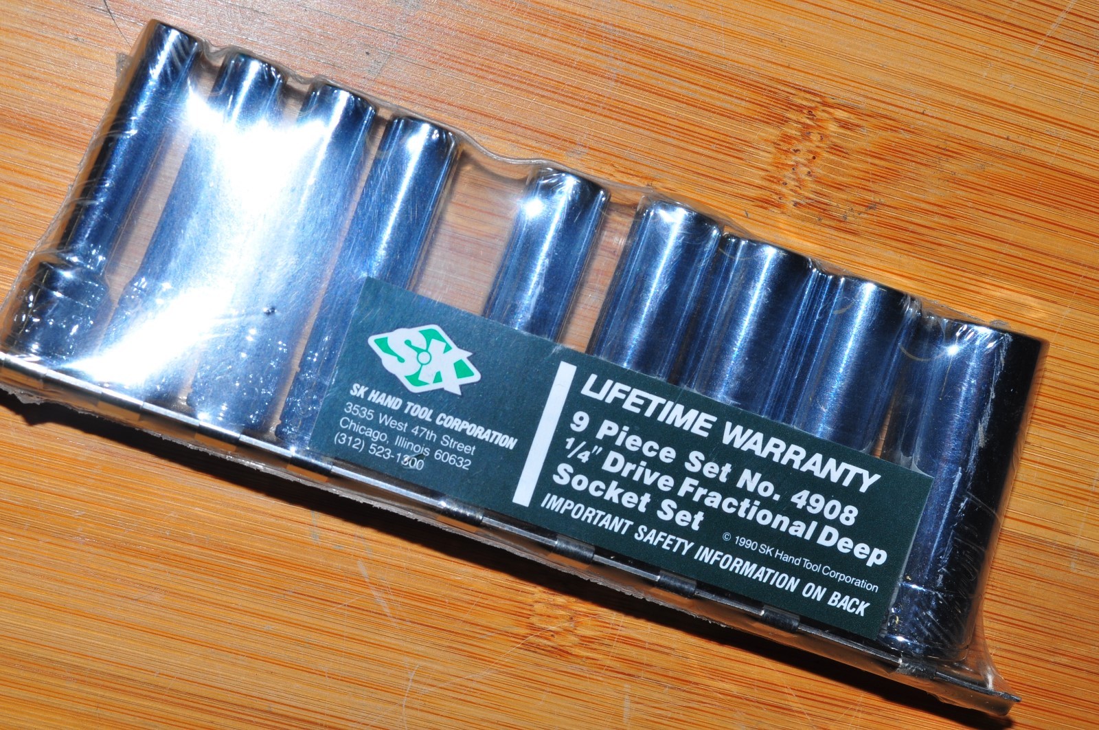 SK 4908 9 Pcs 1/4″ Dr 6 Pts Deep Sae Fractional Socket Set 7/32″–9/16″1990 Year