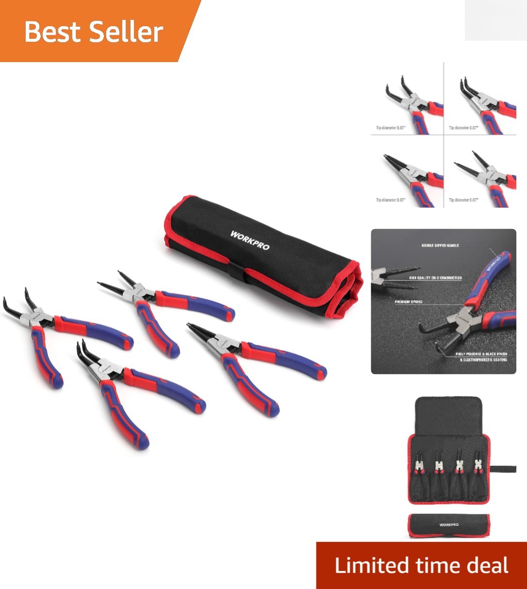 Precision 7-Inch Snap Ring Pliers Set – Internal/External Circlip Tools