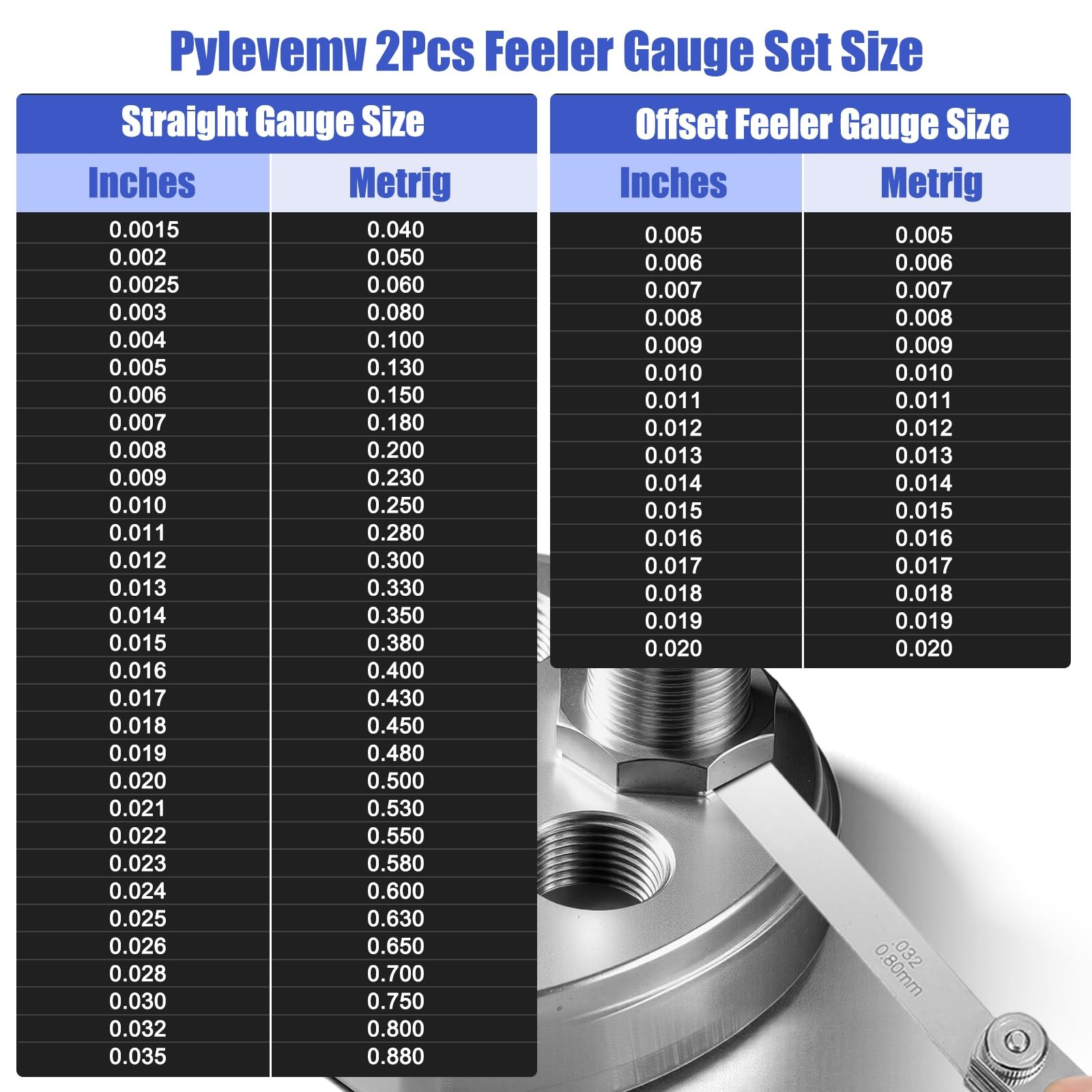 Pylevemv 2Pcs High-Precision Feeler Gauge Set – 32-Blade Straight and…